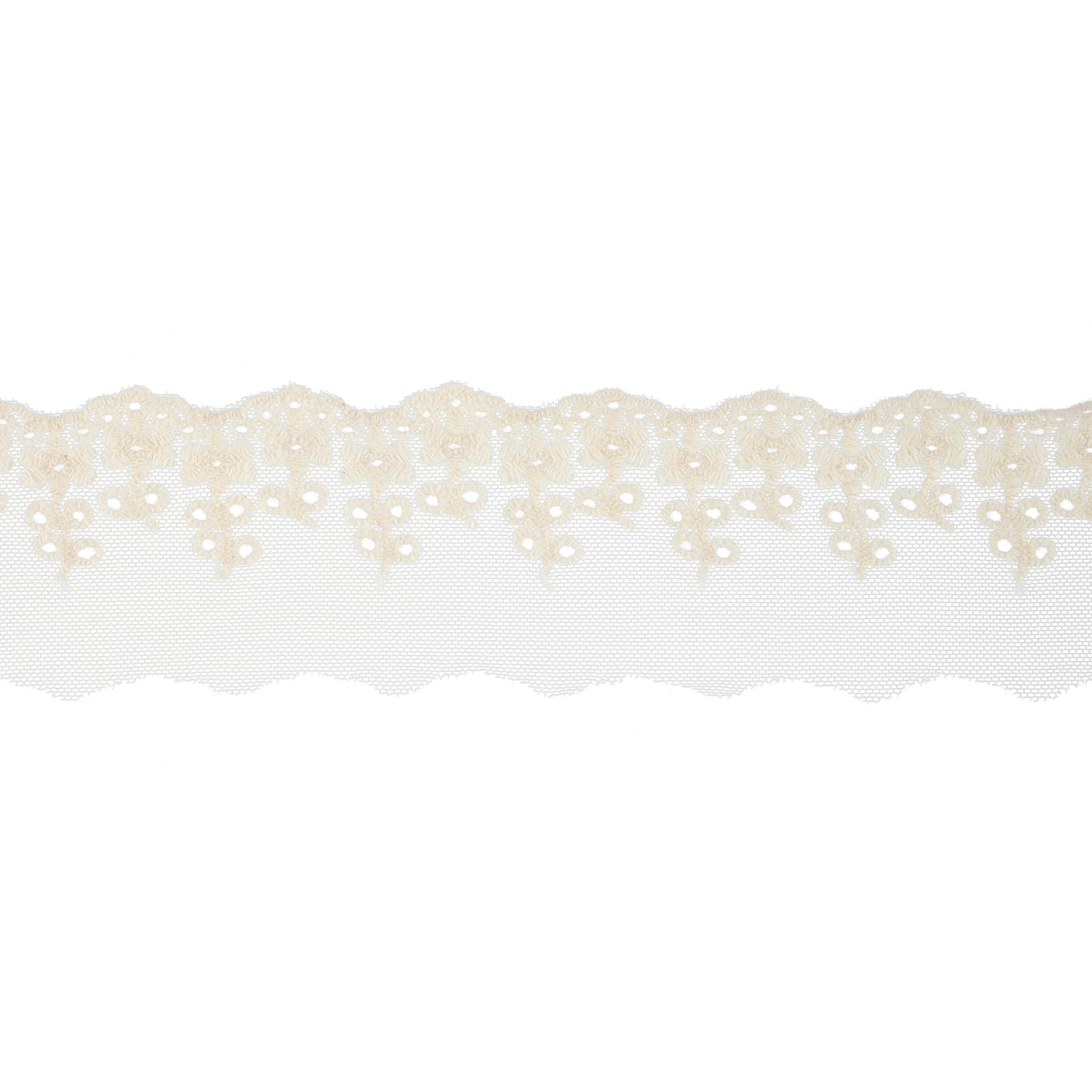 2.2" Ivory Embroidered Lace Trim by Celebrate It®