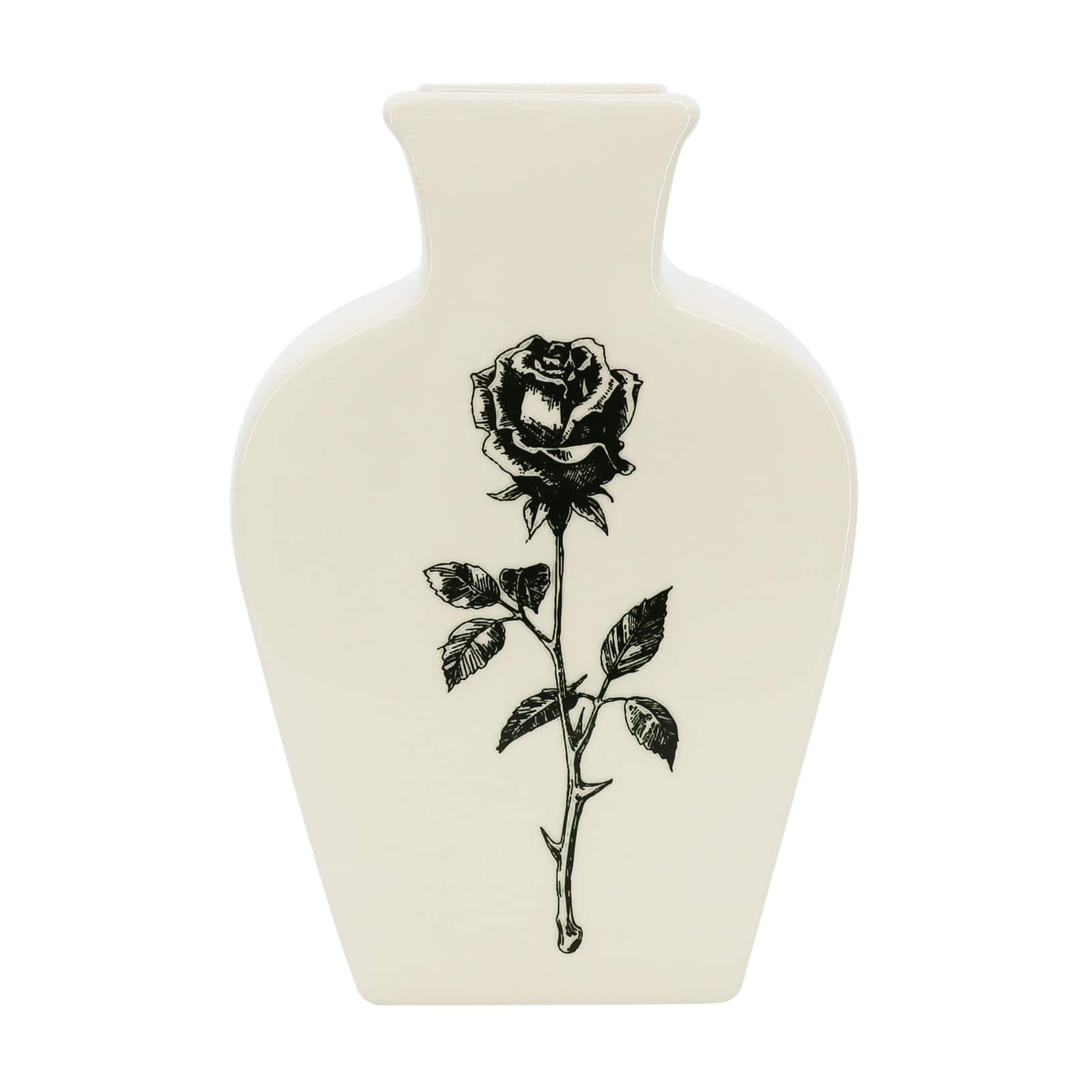 7.5&#x22; White &#x26; Black Rose Tabletop Vase by Ashland&#xAE;