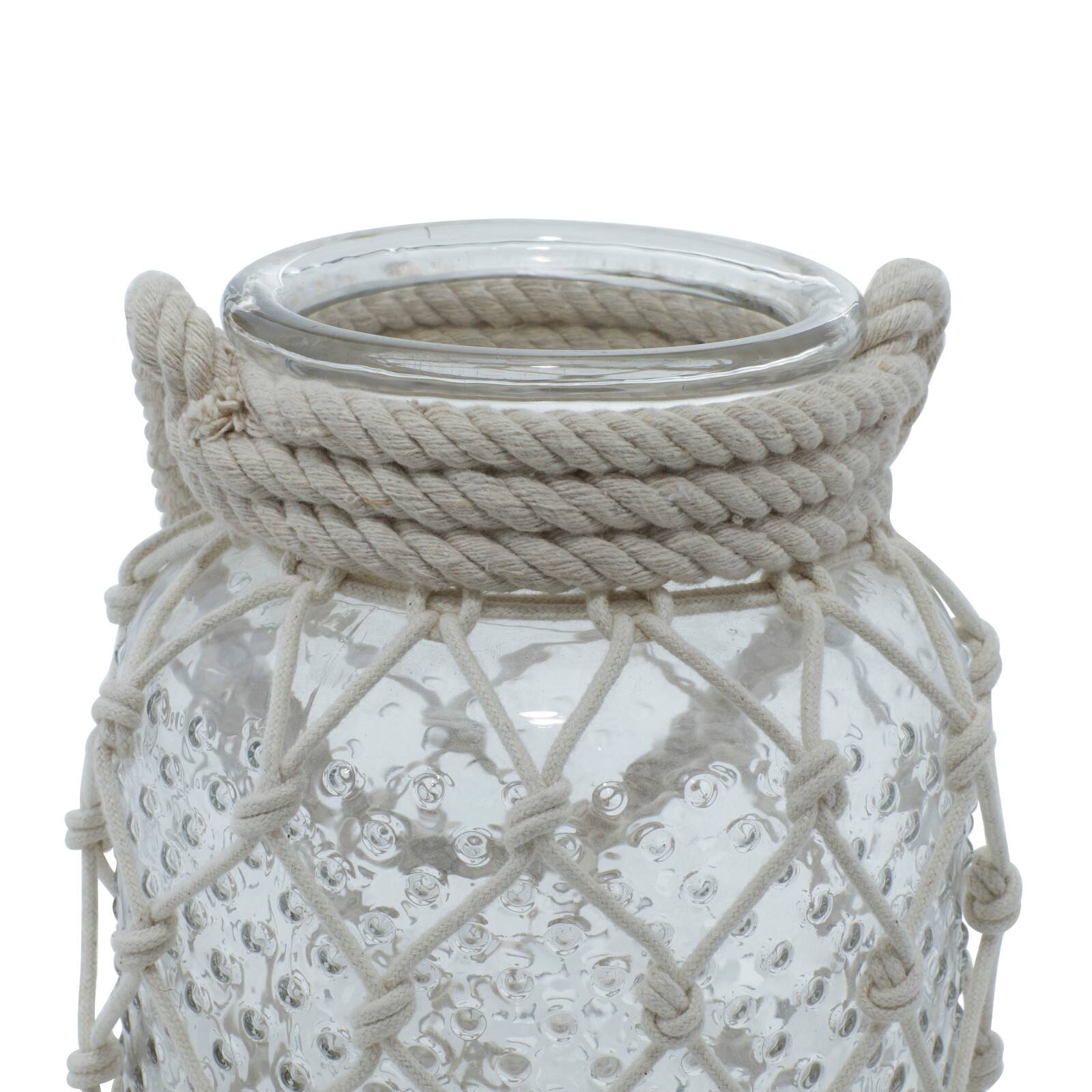 Clear Glass Coastal Candle Holder Lantern, 18&#x22; x 7&#x22; x 7&#x22;