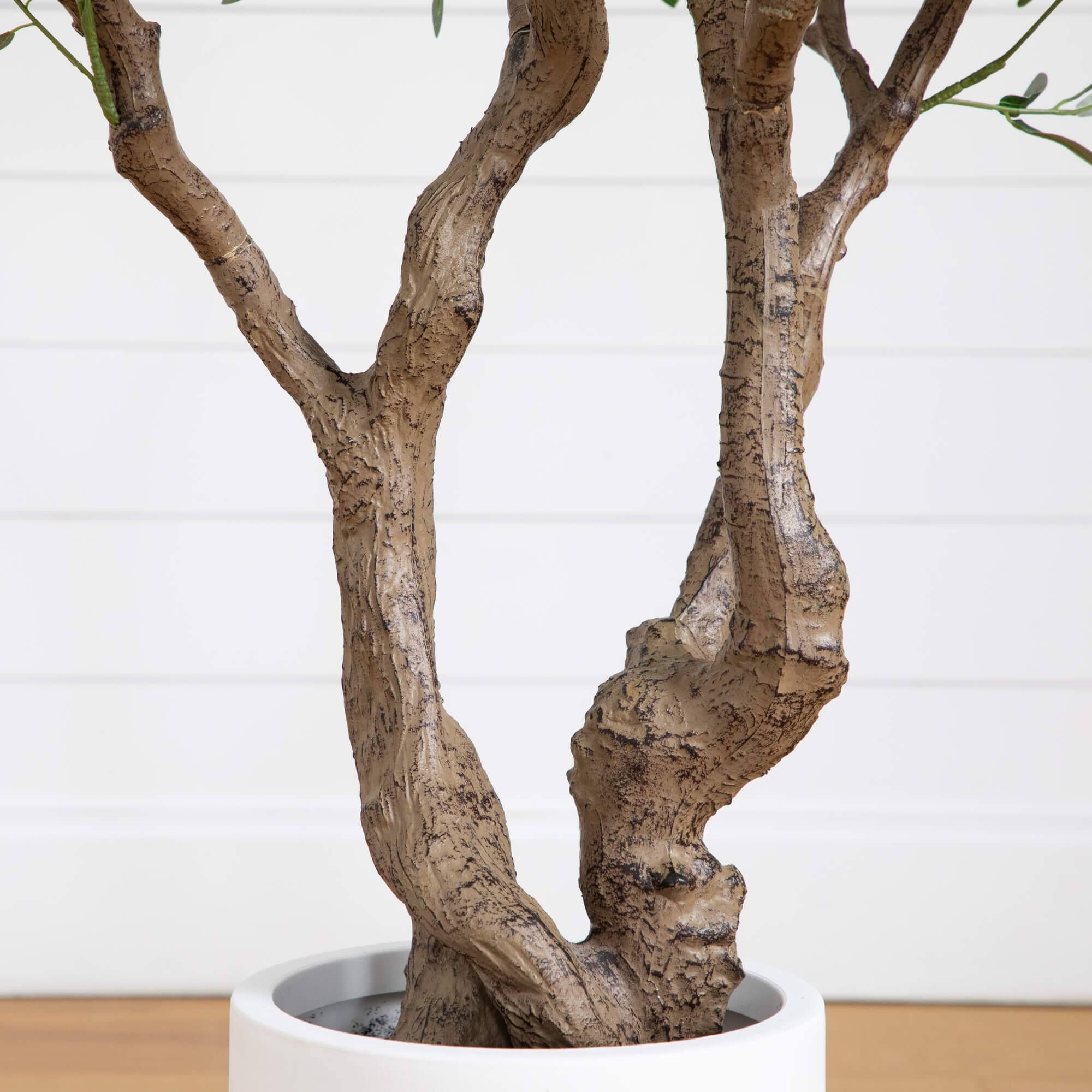 6ft. Artificial Grand Olive Tree in White Decorative Planter