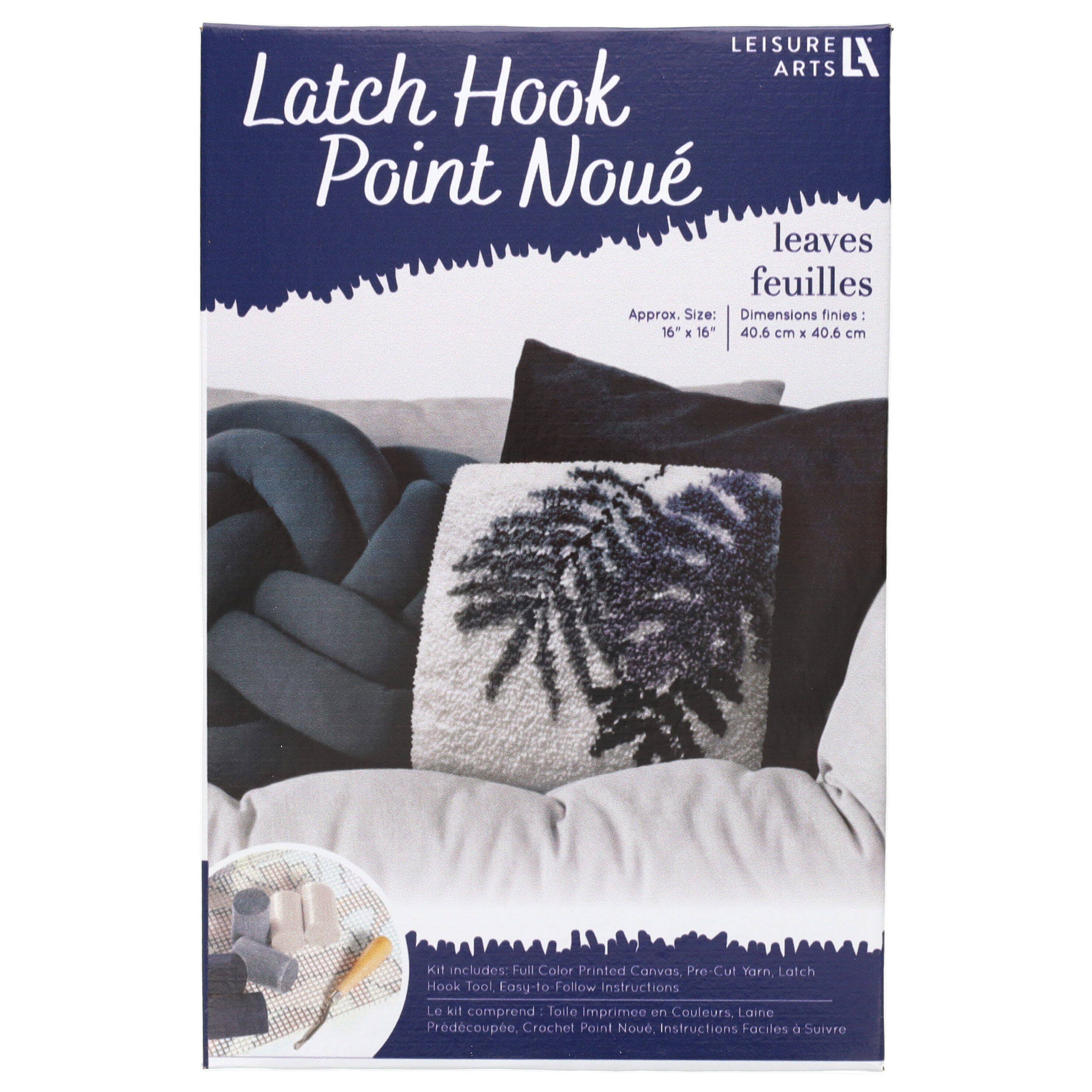 Leisure Arts&#xAE; Black &#x26; White Leaves Latch Hook Kit