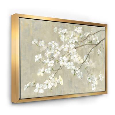 Designart - Dogwood in Spring Neutral - Farmhouse Canvas in Gold Frame ...