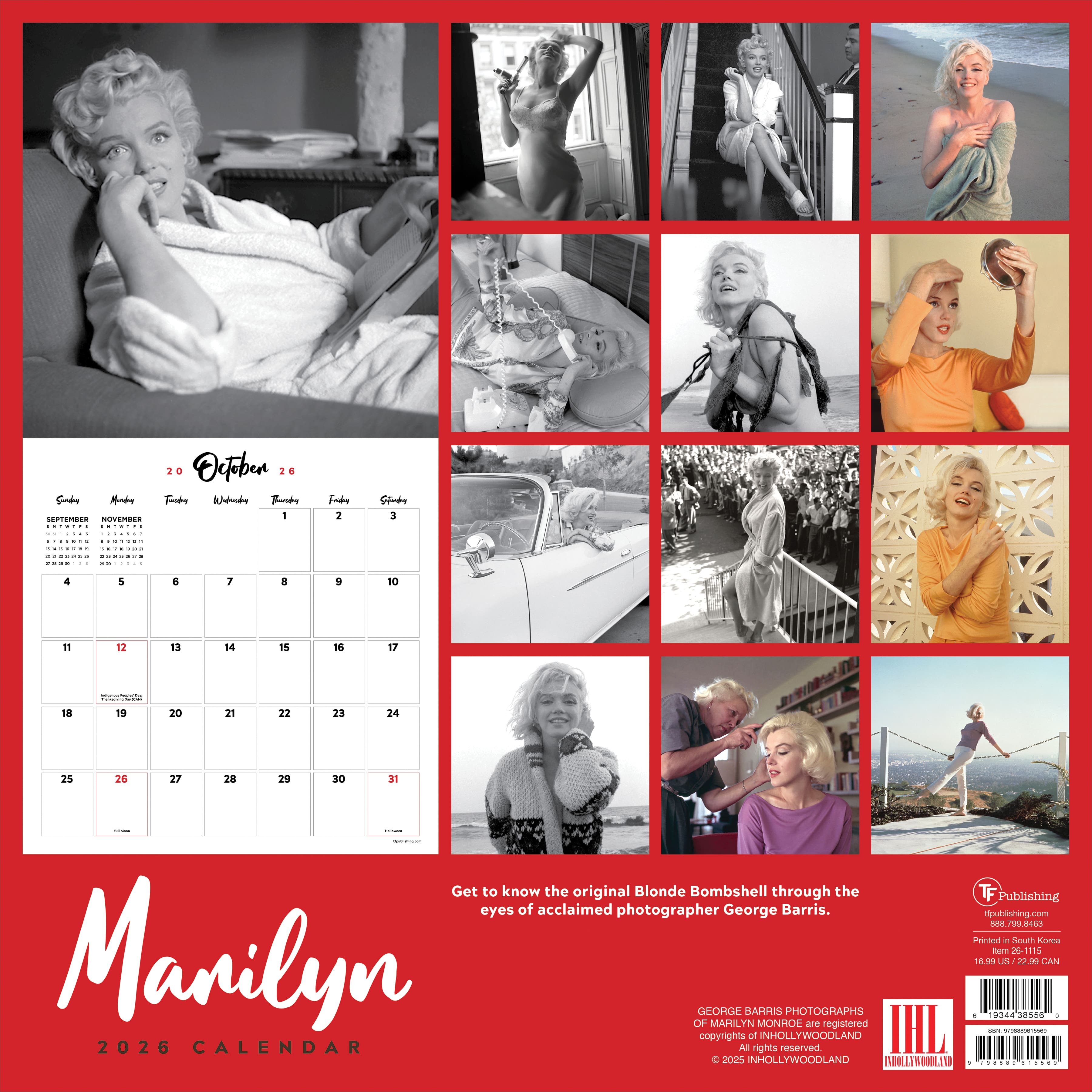2026 Marilyn Monroe Wall Calendar