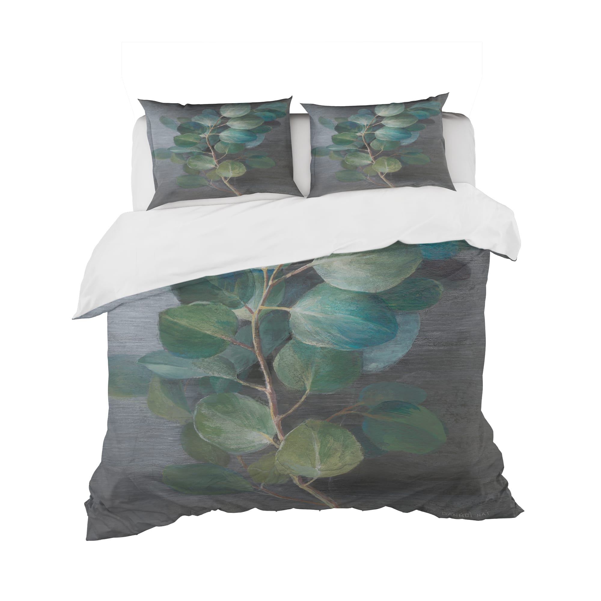 Designart &#x27;Fresh leaves I&#x27; Cottage Bedding Set - Duvet Cover &#x26; Shams