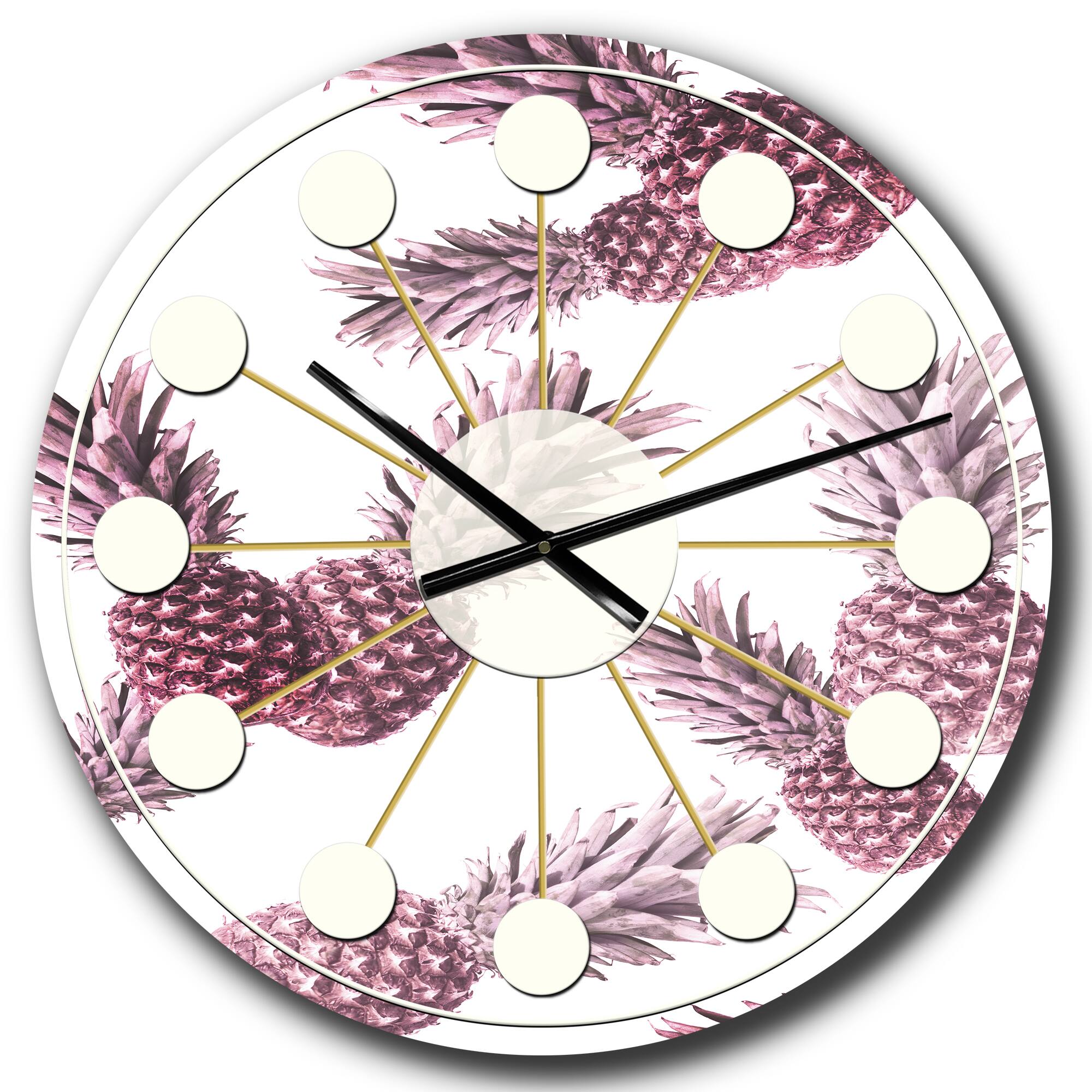 Designart 'Pineapple Summer Bliss Iii Mid-Century Modern Wall Clock