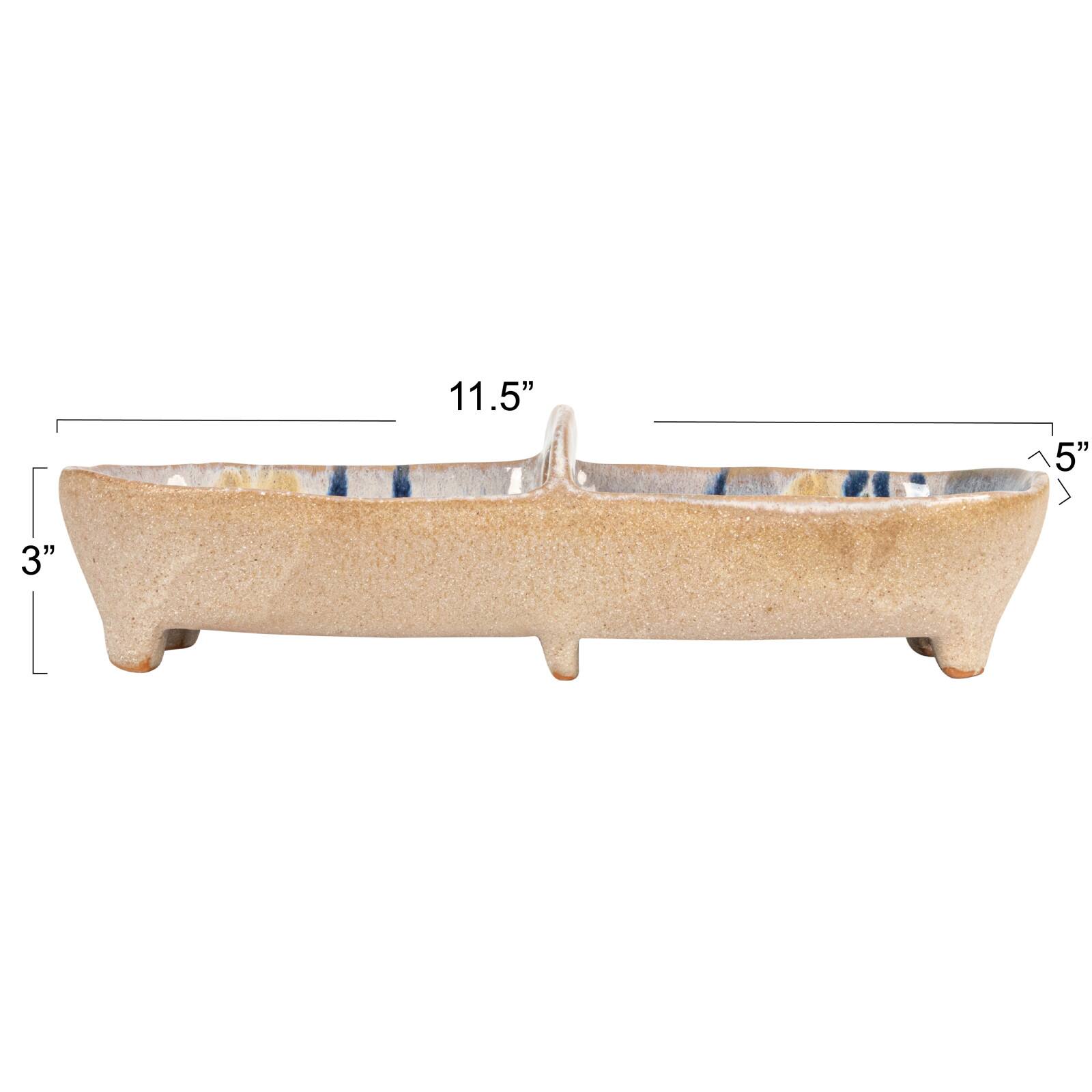 Hello Honey® 11.5" Multicolor Abstract Line Stoneware Server