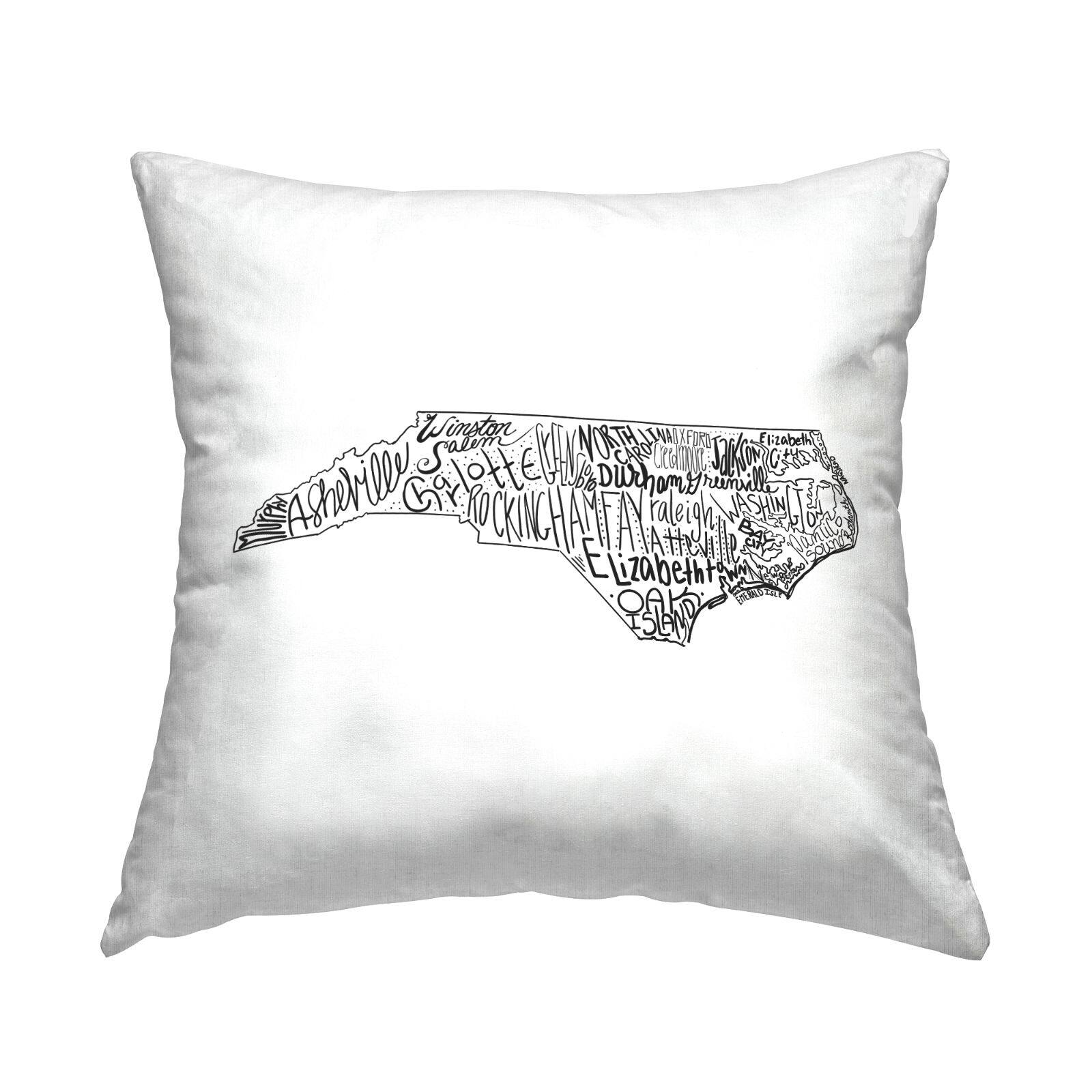 Stupell Industries North Carolina State Typography City Names Throw Pillow, 18" x 18"
