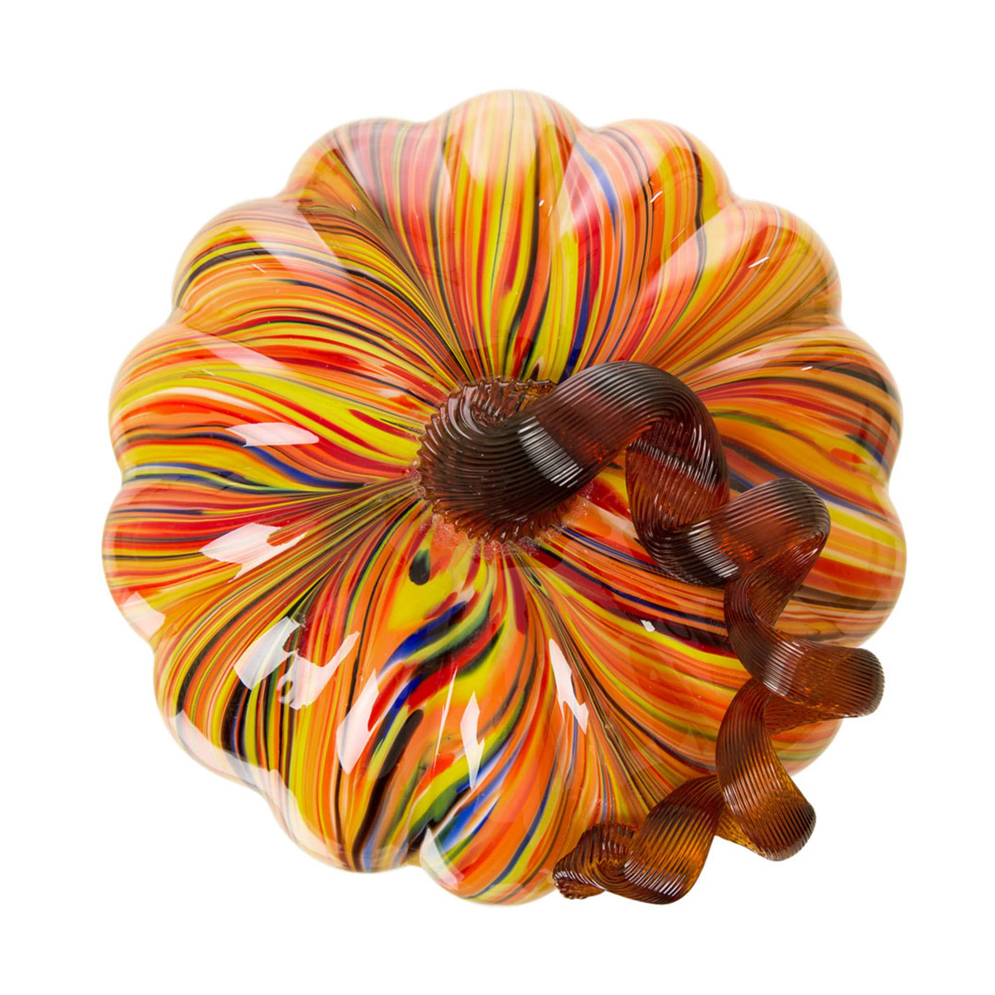 Glitzhome&#xAE; Large Glass Pumpkin, Multicolor Stripes