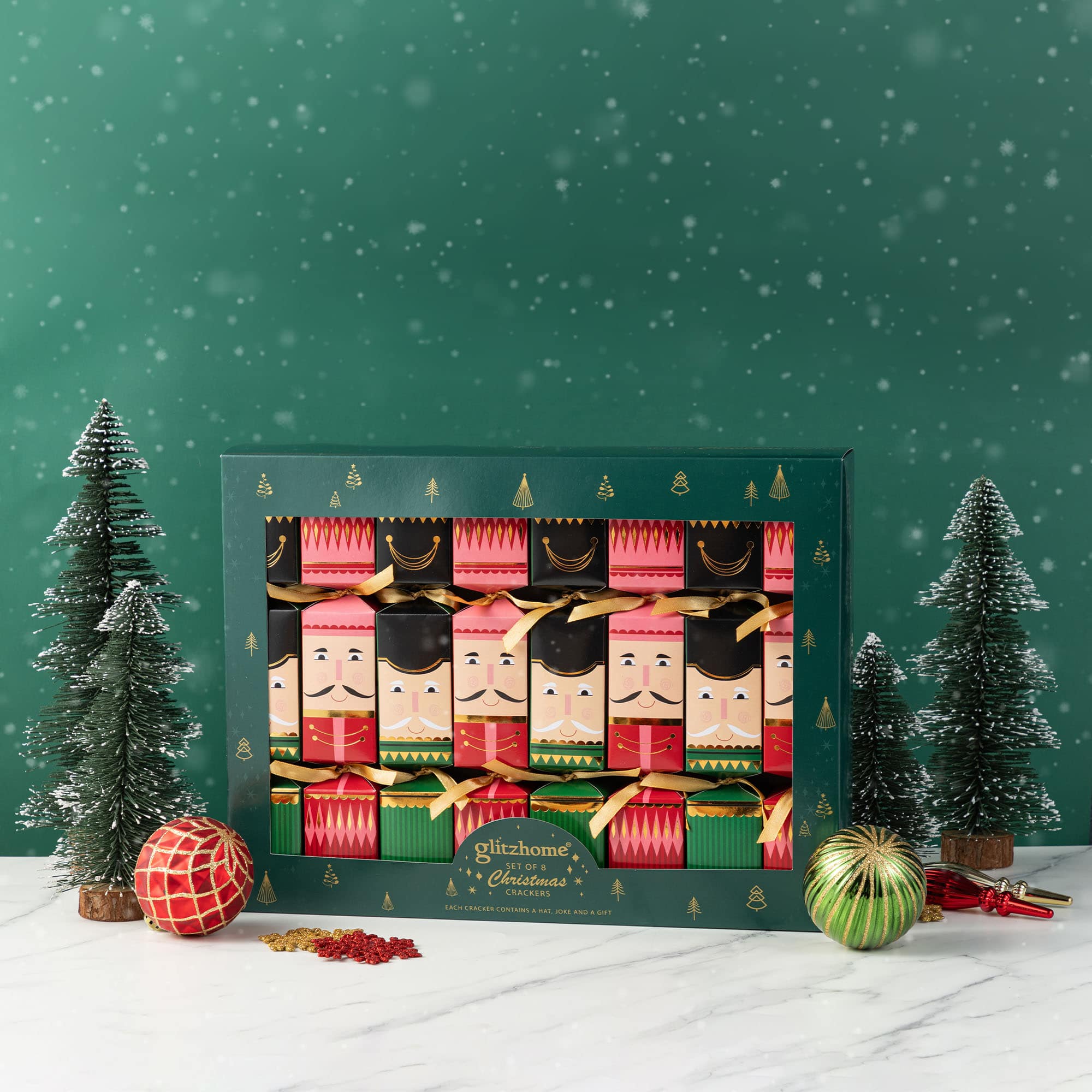 Glitzhome&#xAE; 8PK 2&#x22;D x 12&#x22;H Nutcracker Christmas Party Crackers with Gift Contents