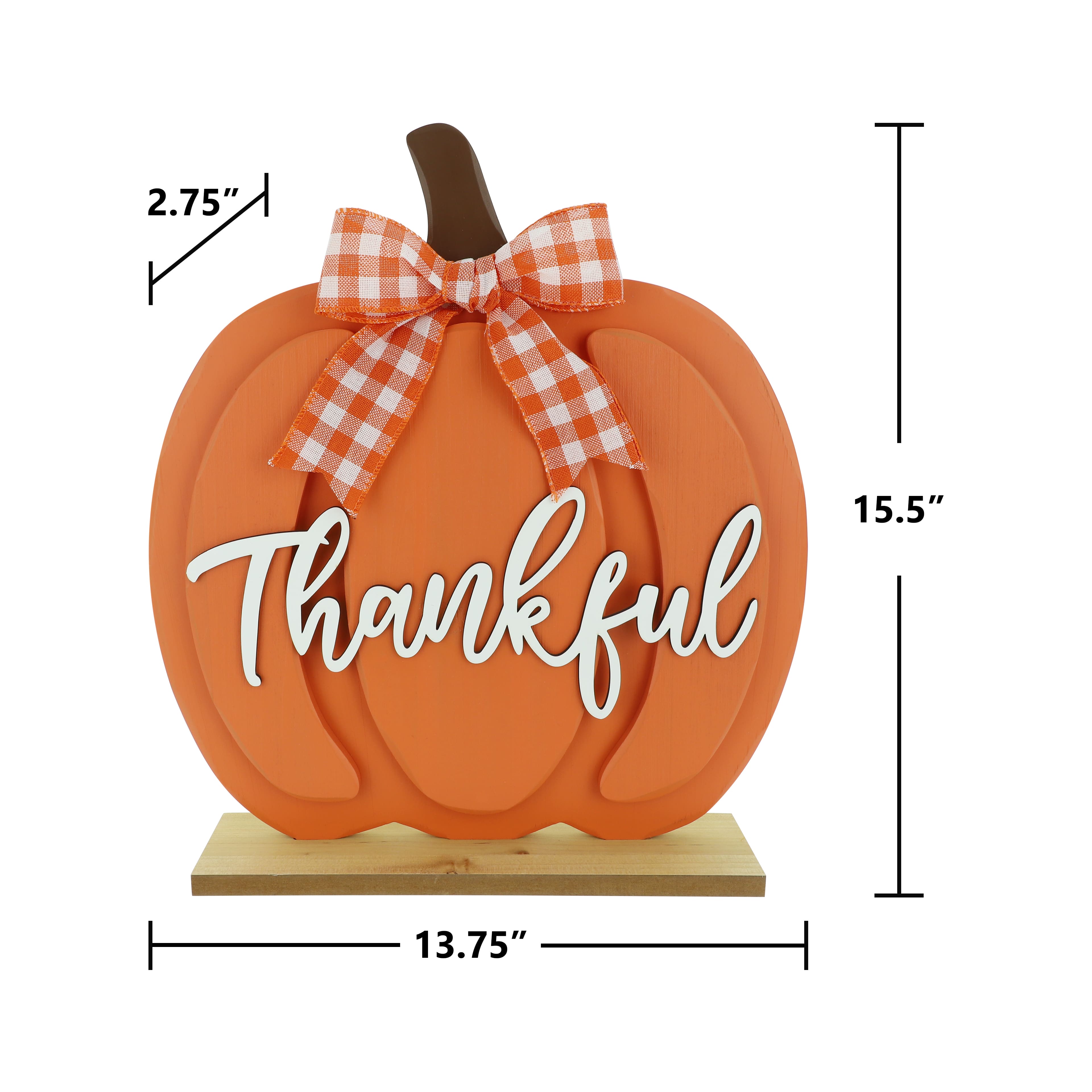 15.5&#x22; Thankful Pumpkin with Ribbon Tabletop D&#xE9;cor by Ashland&#xAE;