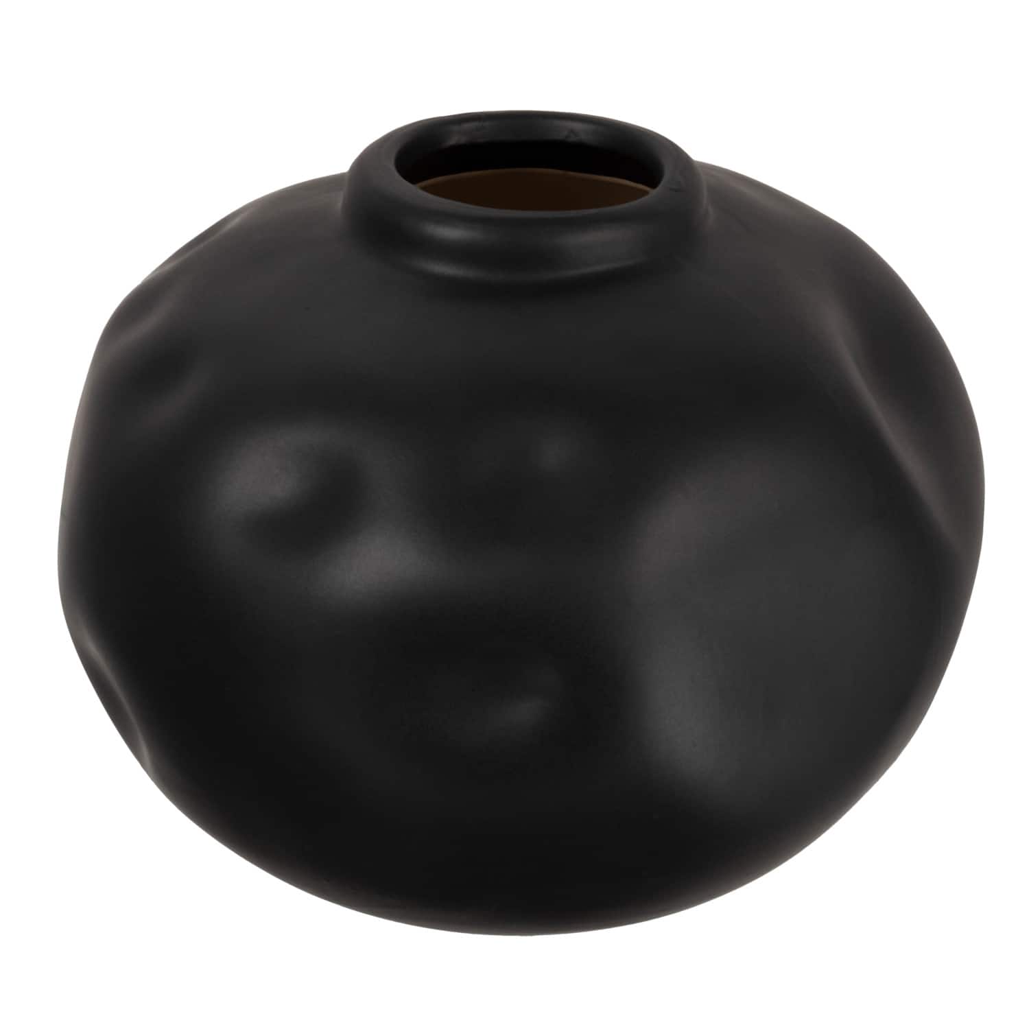 Hello Honey® 5.5" Matte Black Pinched Organic Shape Terracotta Vase