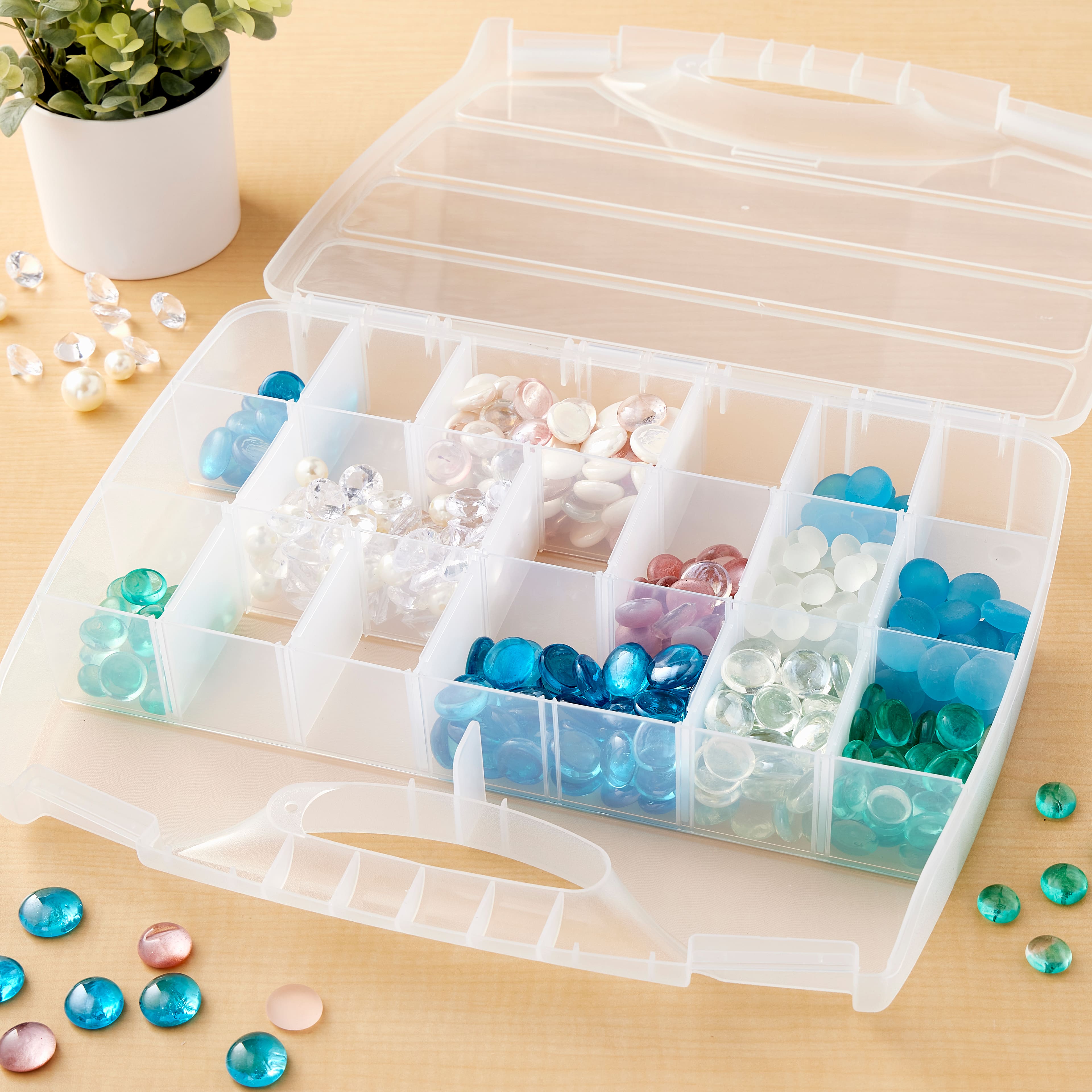 Large Adjustable Compartment Bead Storage Box with Handle by Bead Landing&#x2122;