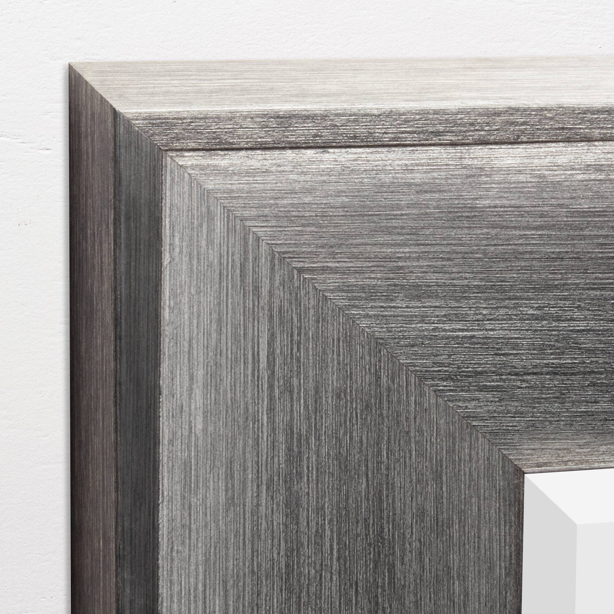Head West&#xAE; Metallic Gray Framed Beveled Glass Raised Lip Vanity Wall Mirror 