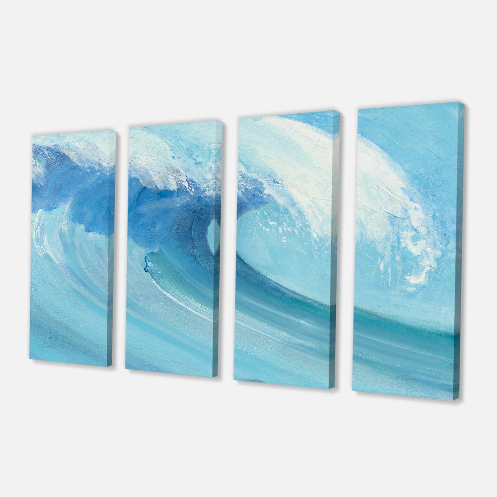 Designart - Ocean Wave Handpainted with White Foam - Nautical & Coastal Canvas Art