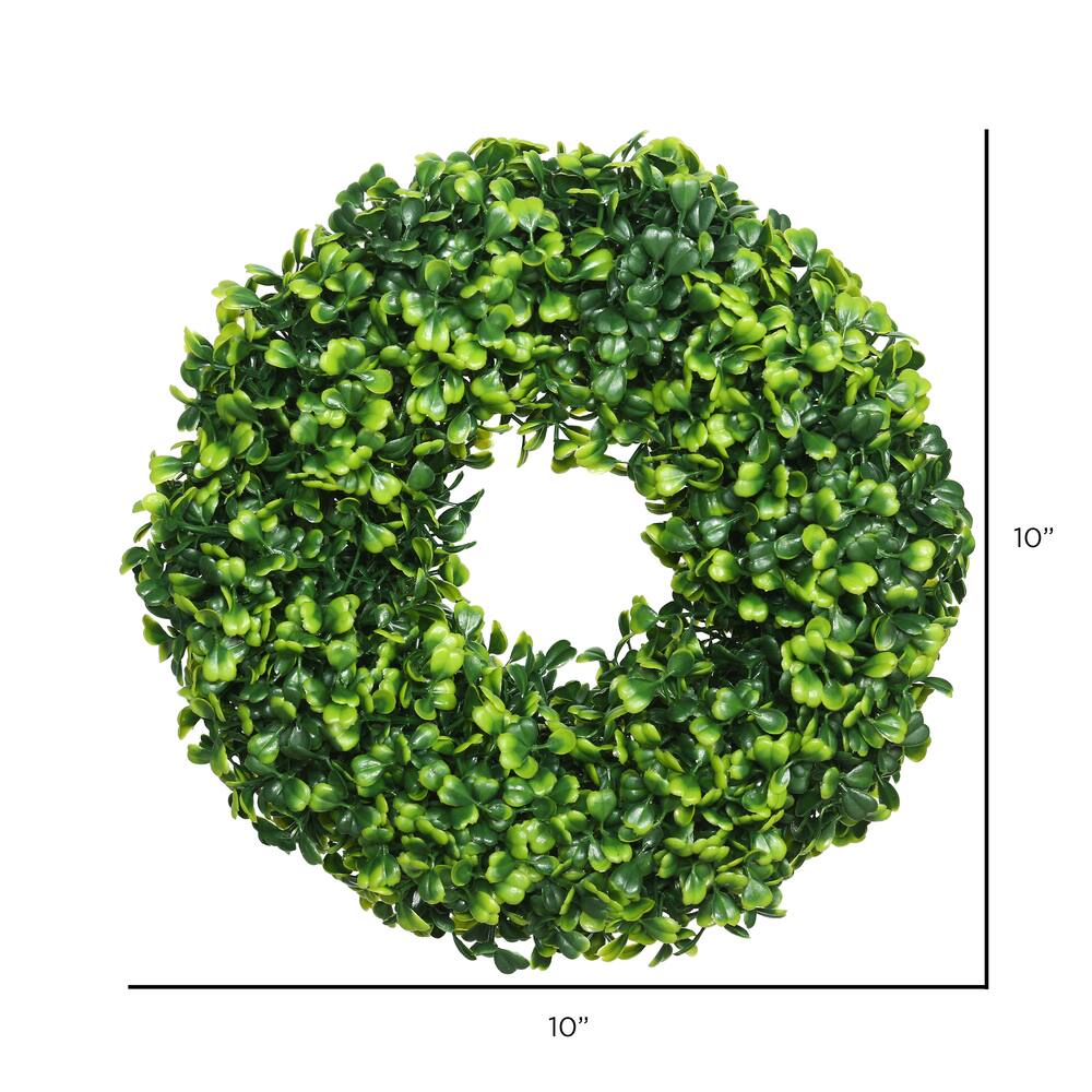 10&#x22; Green Mini Button Leaf Wreath