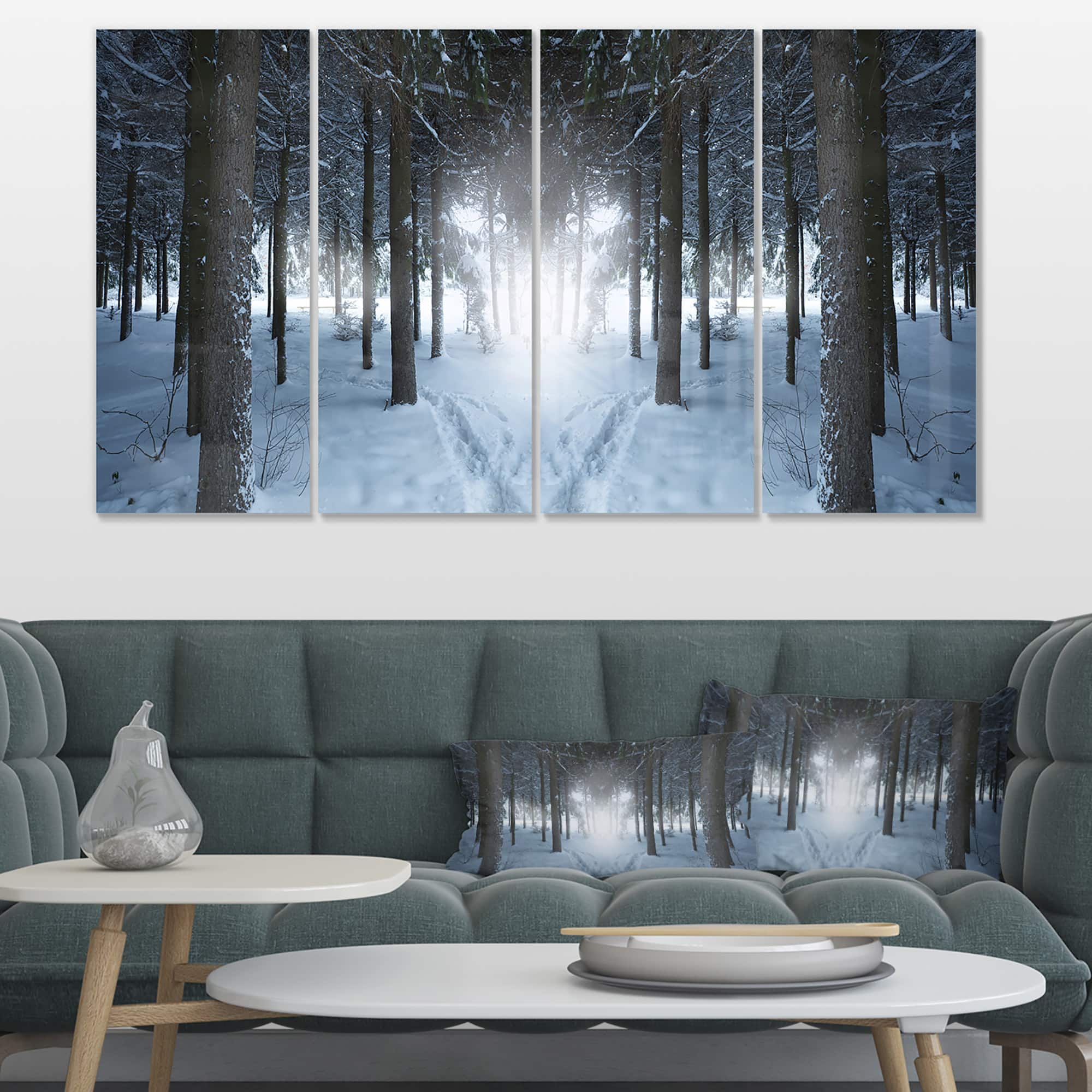 Designart - Winter Forest with Dark Woods