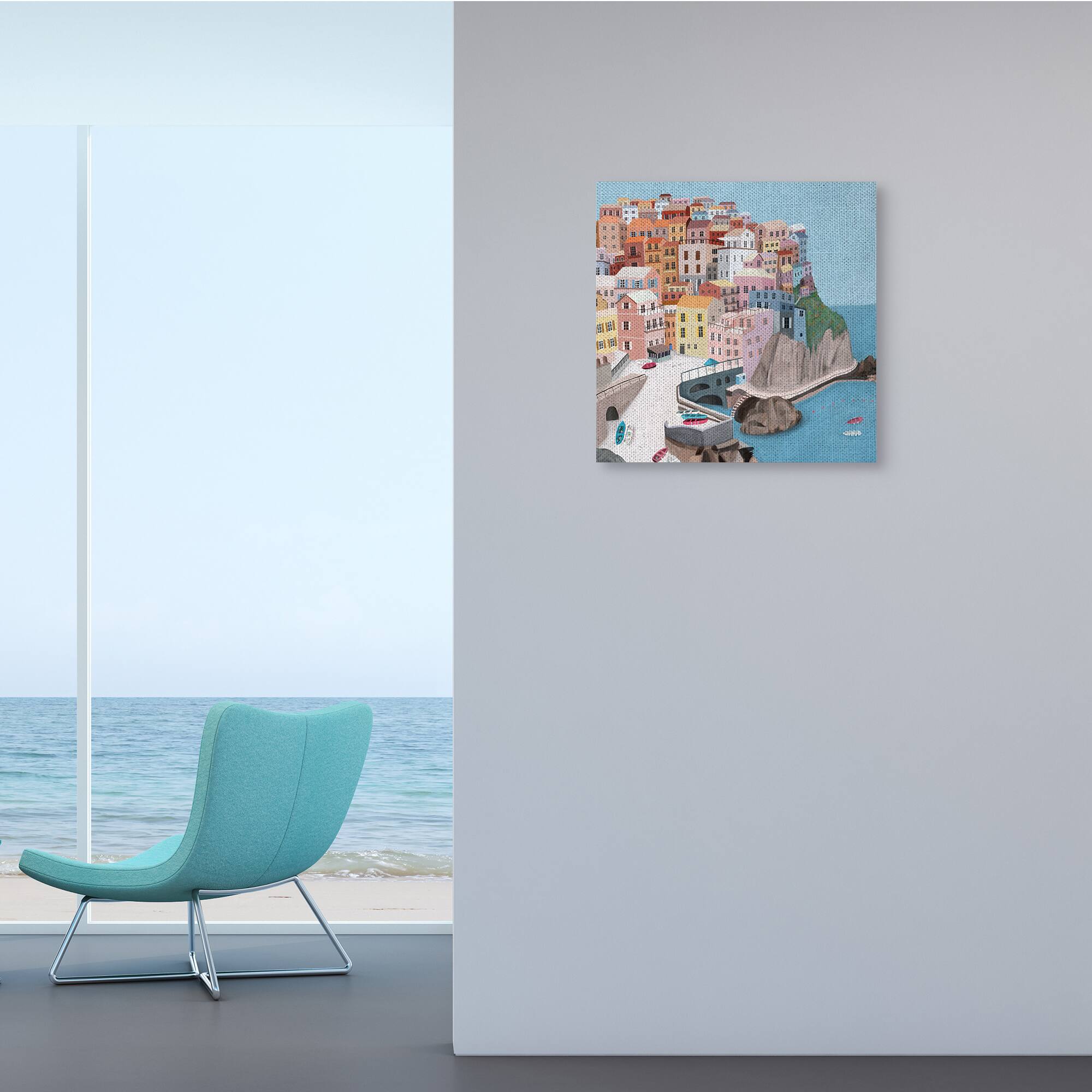 Stupell Industries Cliffside City Skyline Seaside Urban Architecture Canvas Wall Art