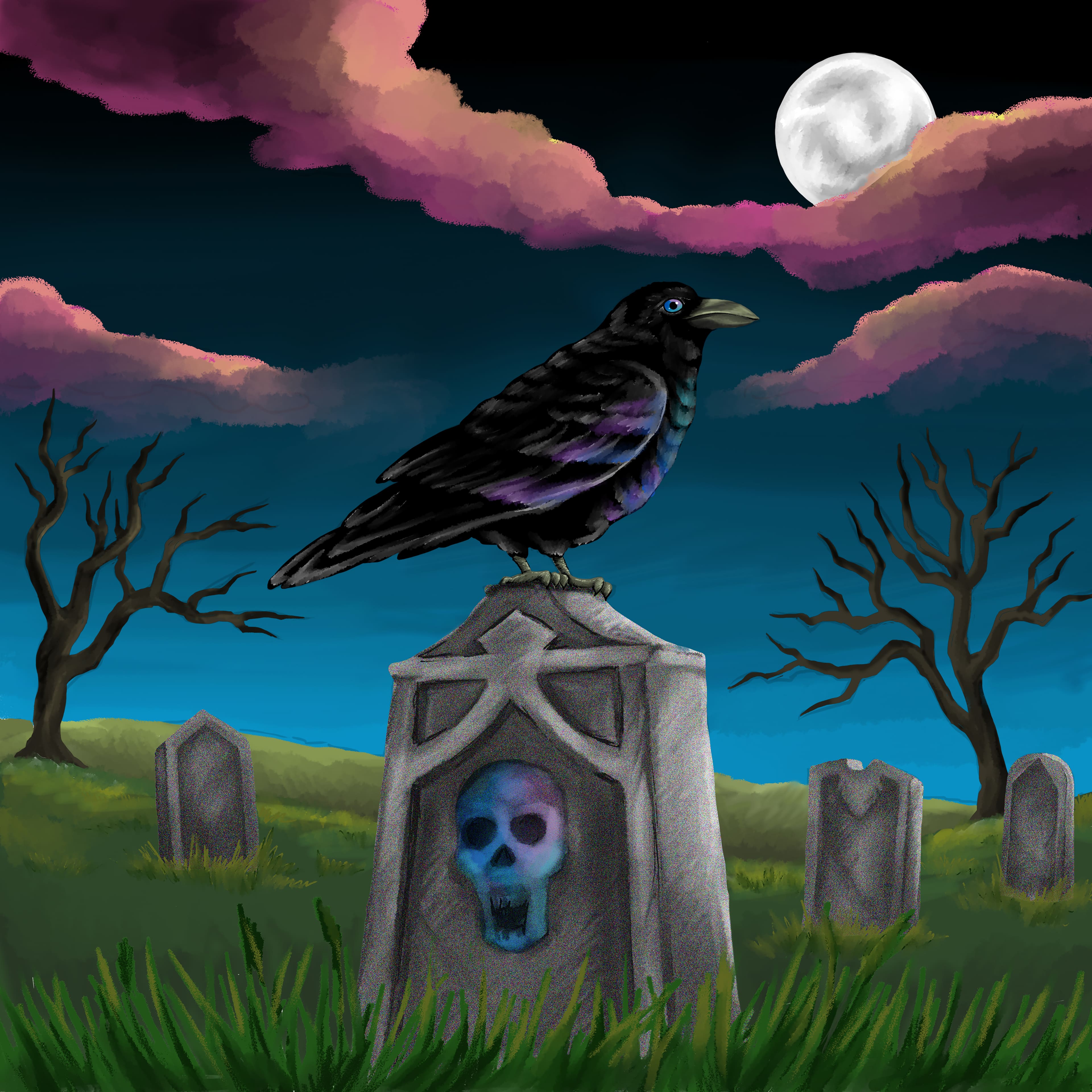 11" x 11" Crow in Graveyard Canvas Painting Kit by Craft Smart®