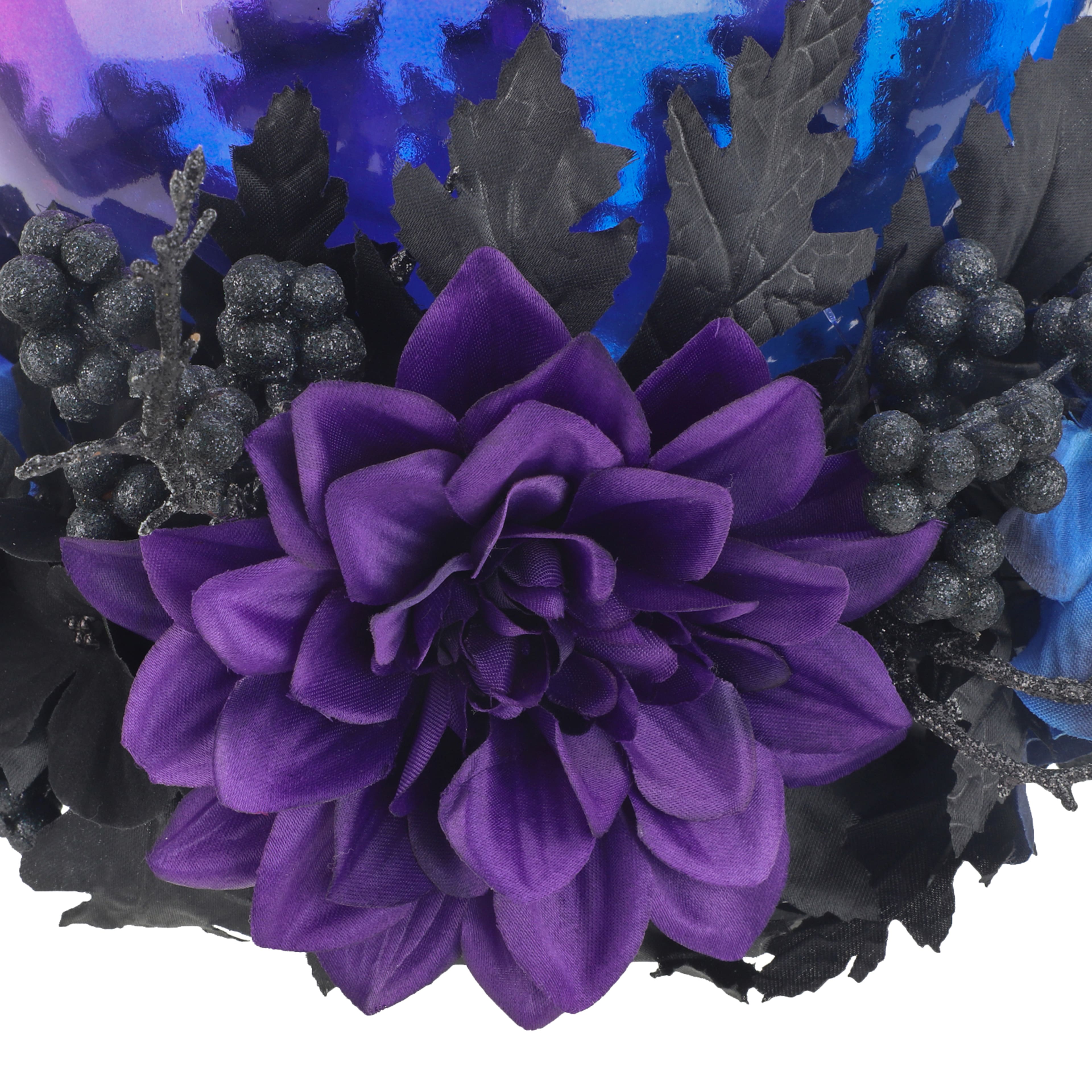 10.5&#x22; Pre-Lit Purple Crystal Ball with Floral Arrangement by Ashland&#xAE;