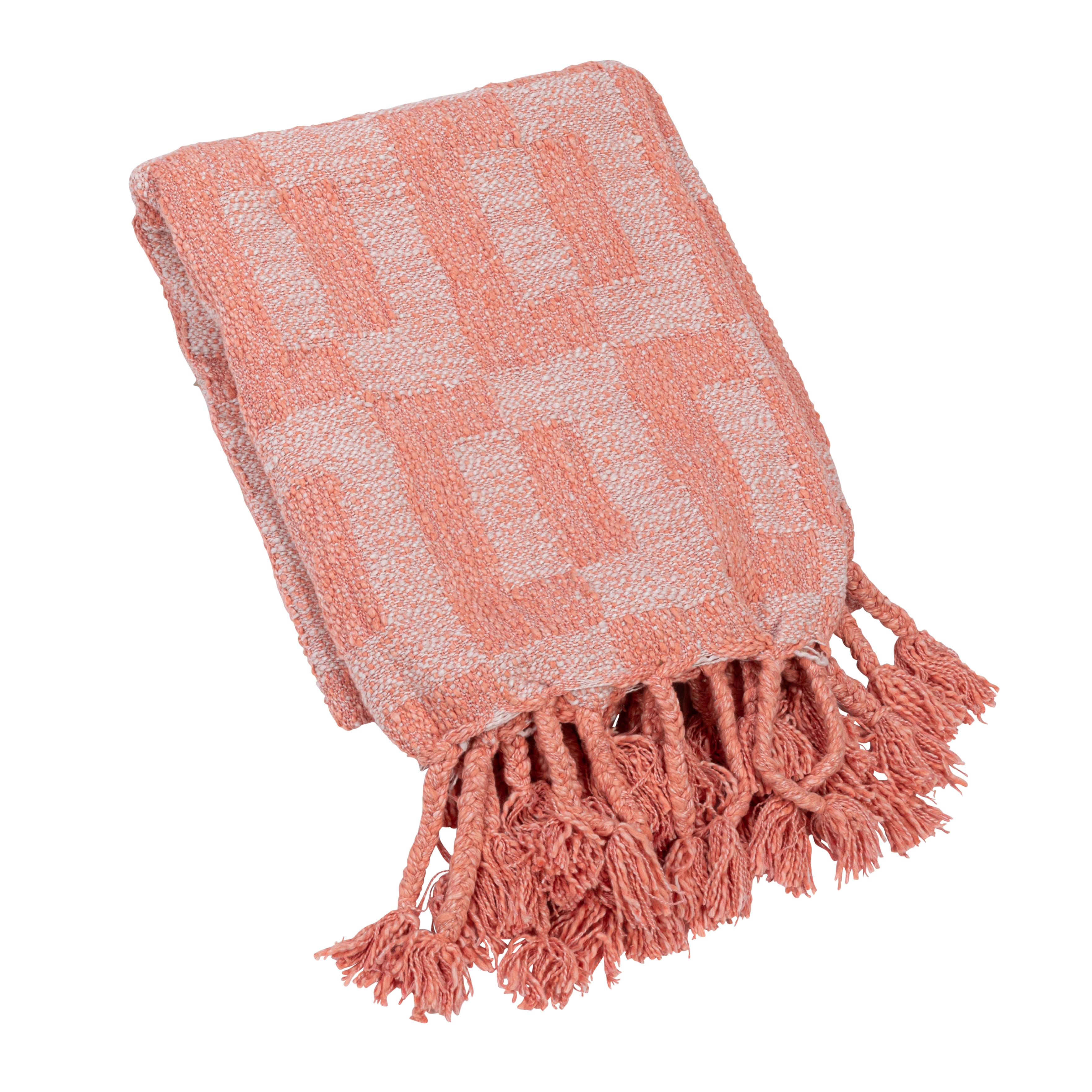 Pink Geometric Throw Blanket with Braided Fringe Michaels