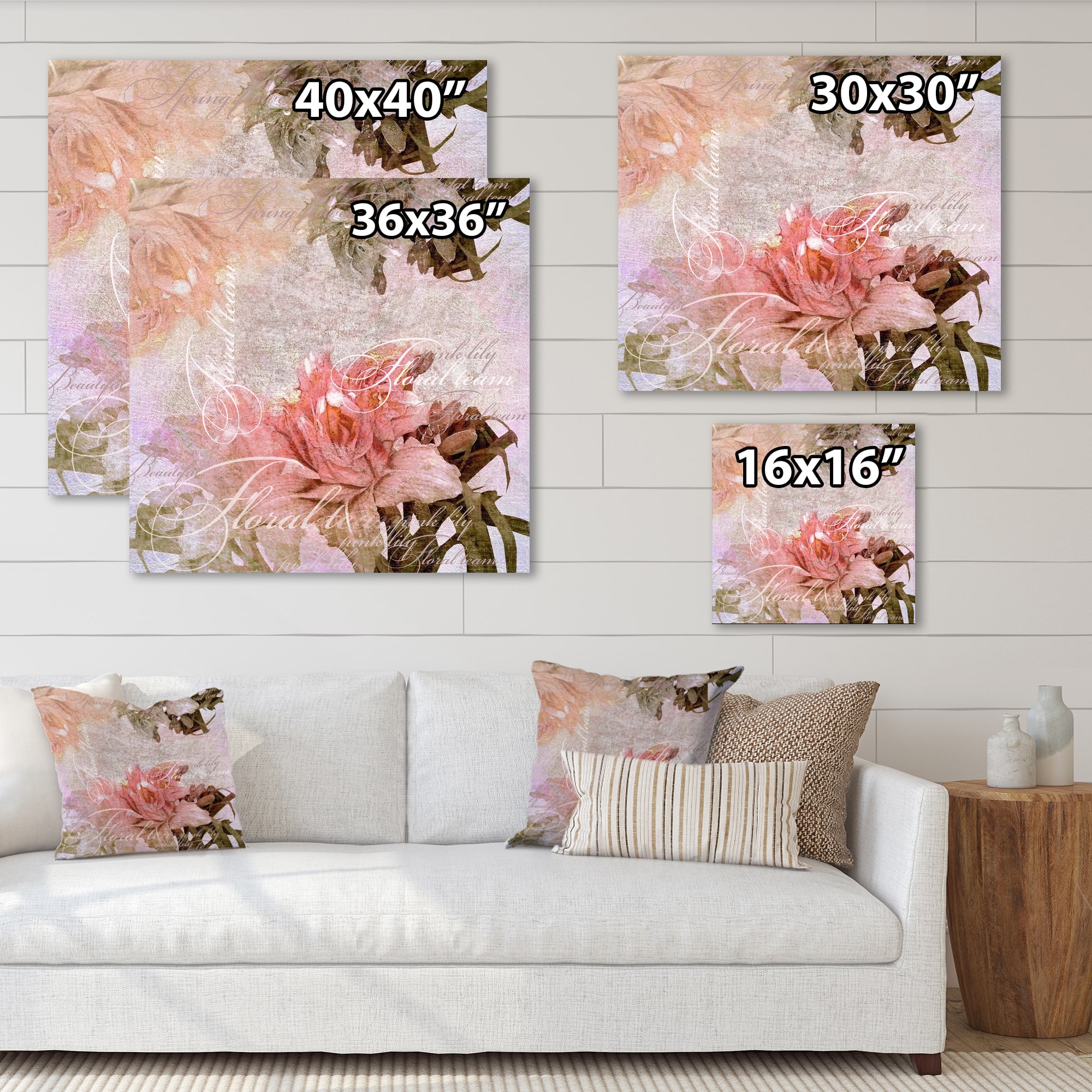 Designart - Vintage Flowers In Pastel Colours - Traditional Canvas Wall Art Print
