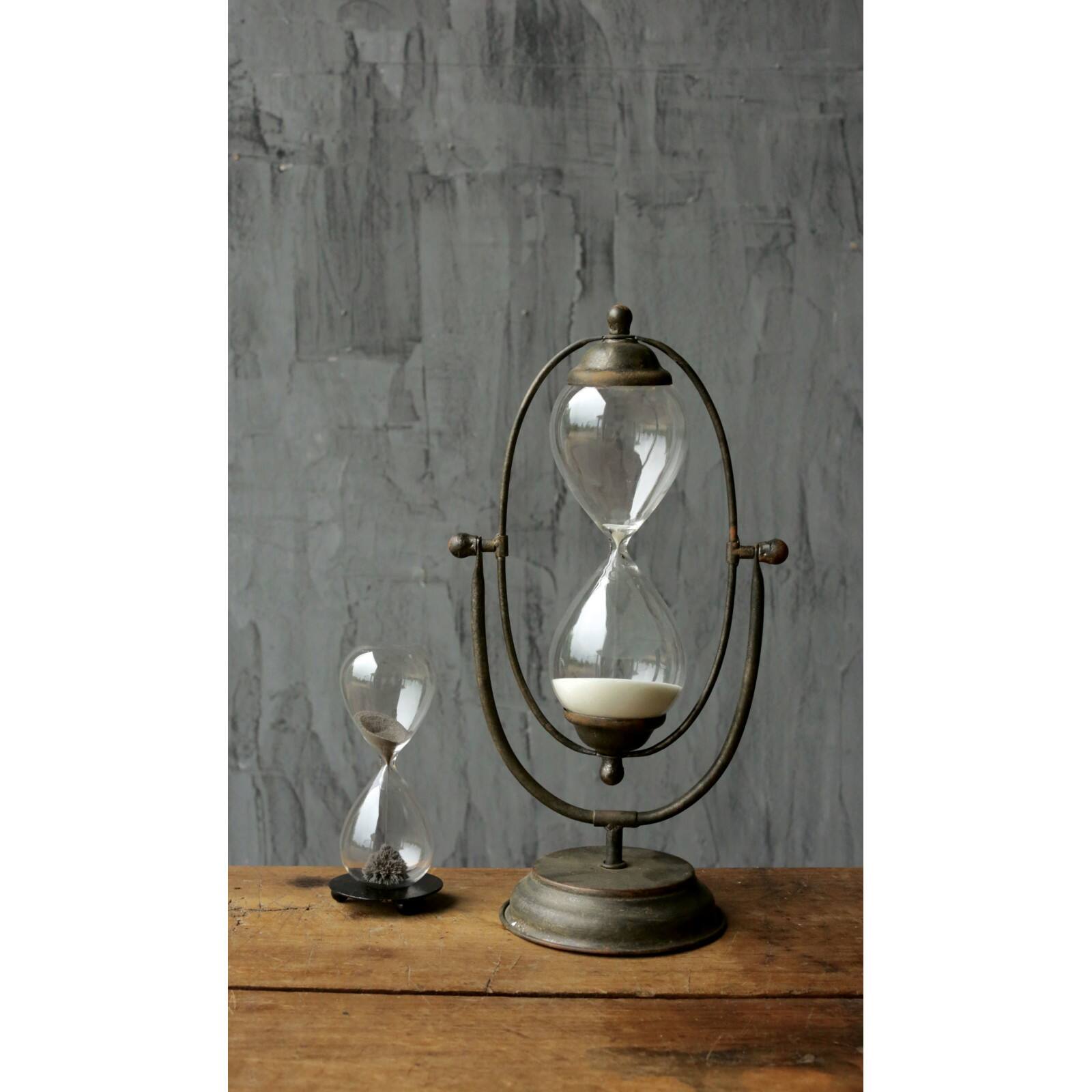 Hello Honey® 14.5" Distressed Metal Hourglass with White Sand