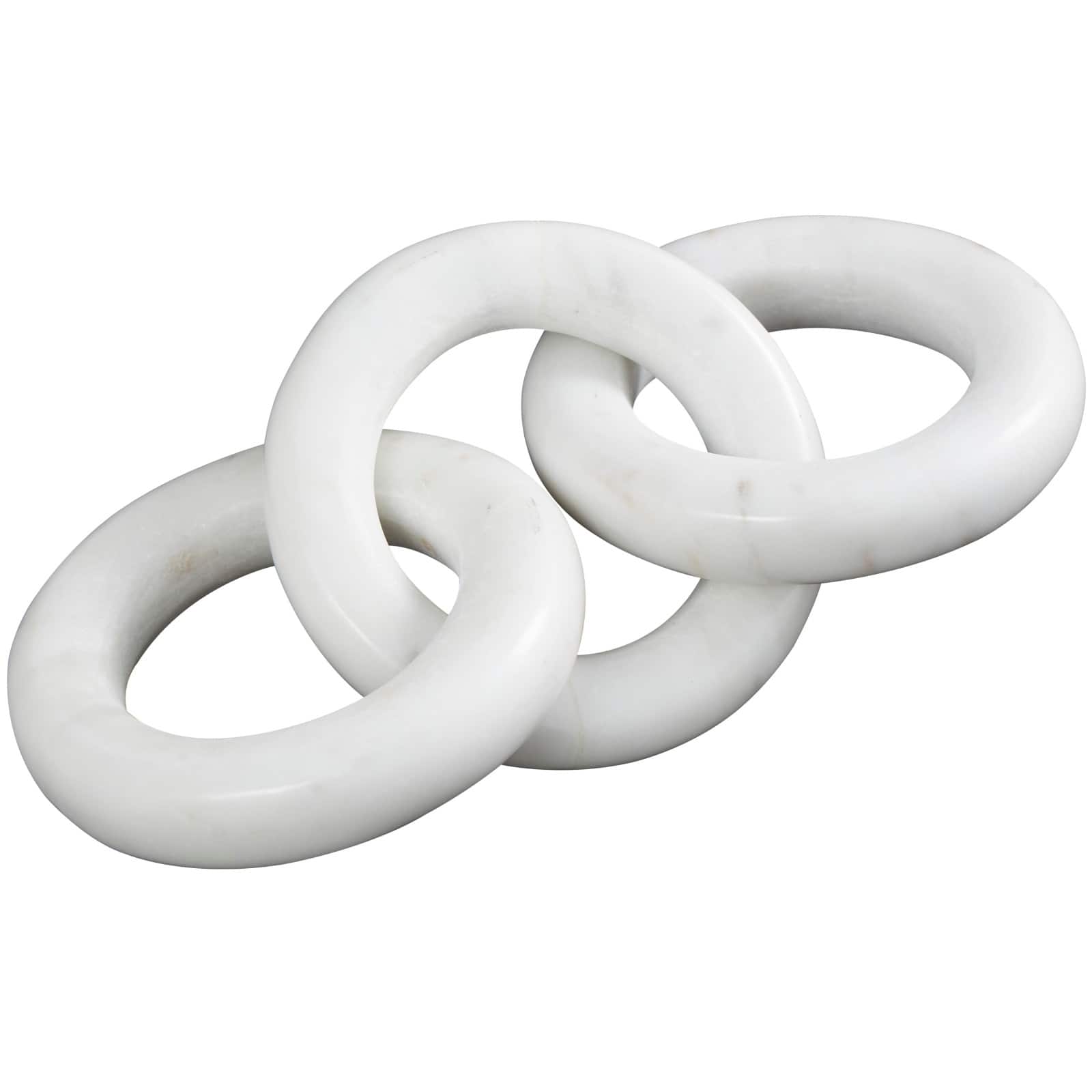 10" White Marble 3 Link Chain Sculpture Décor