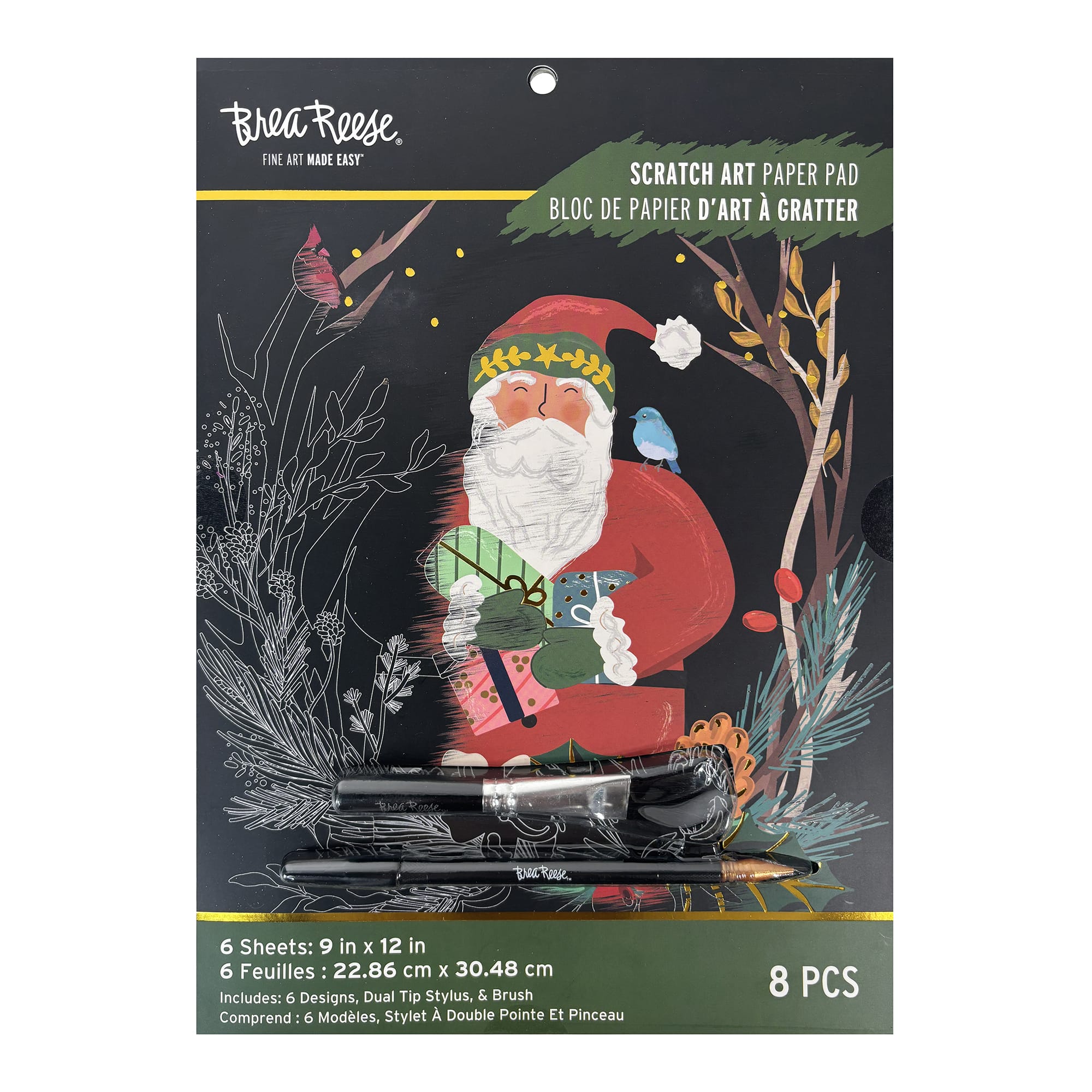 Brea Reese&#x2122; 9&#x22; x 12&#x22; Rustic Christmas Scratch Art Paper Pad