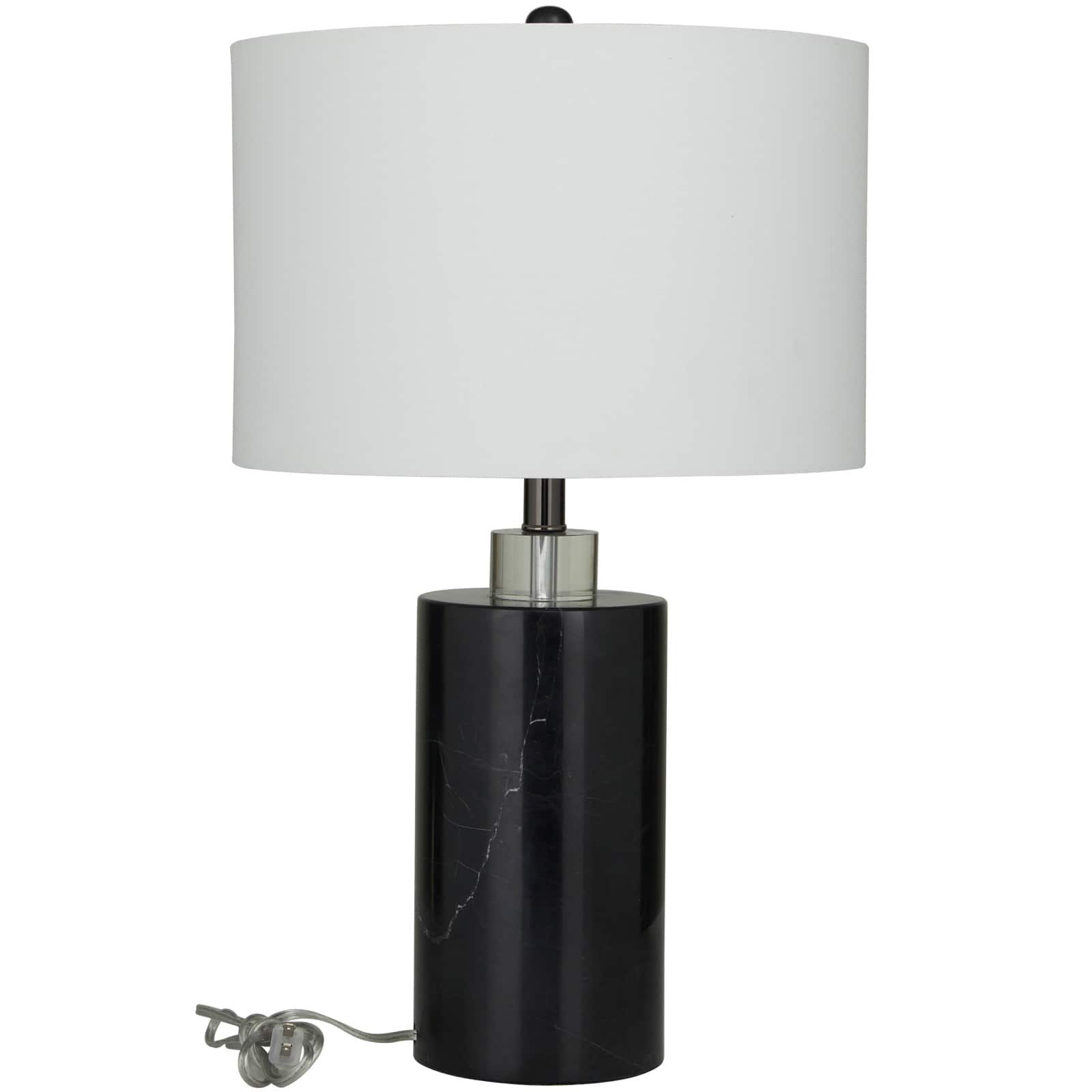 Black Marble Thick Stand Table Lamp with Drum Shade 15" x 15" x 24"