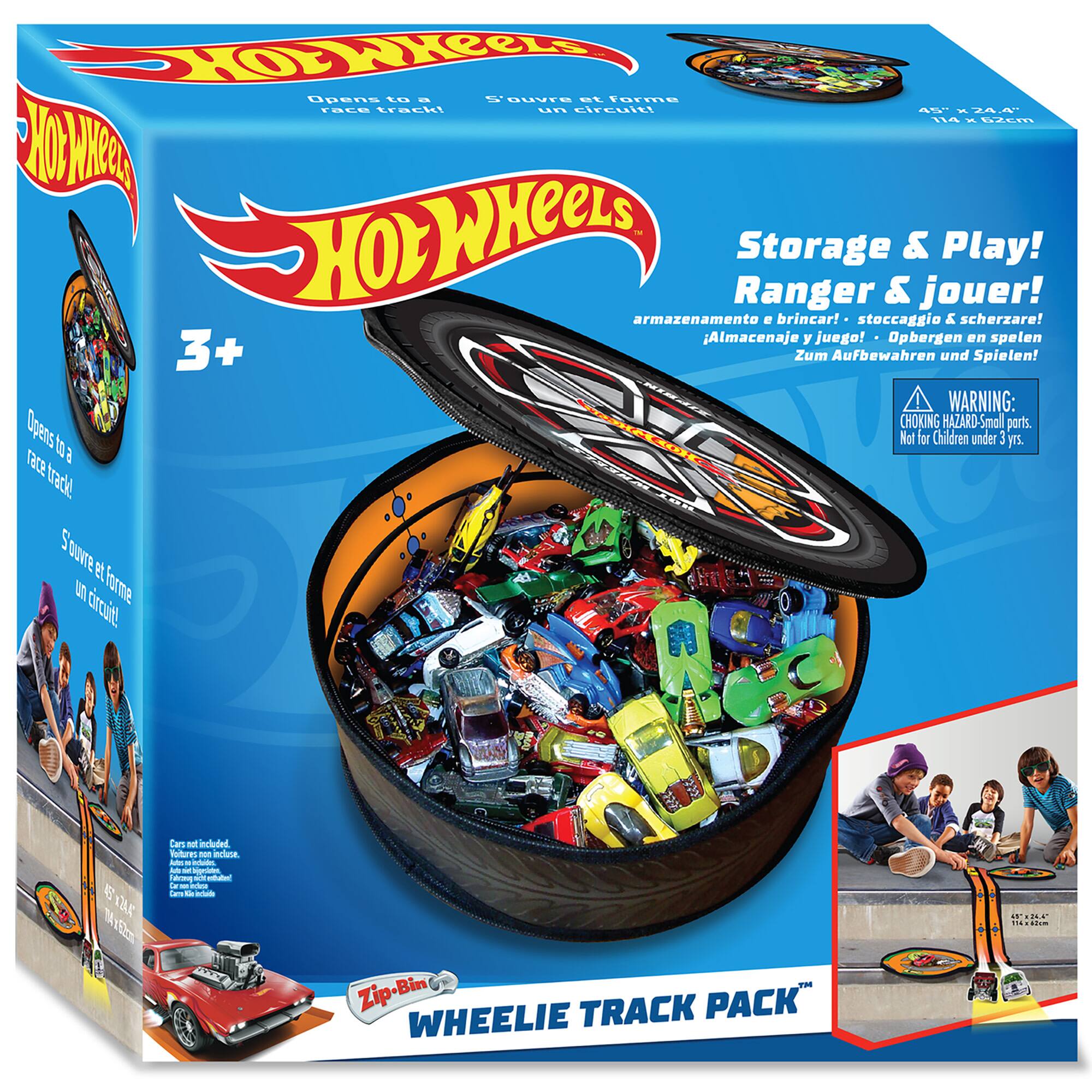 Tara Toy ZipBin Hot Wheels Wheelie Track Pack &#x26; Racetrack Mat