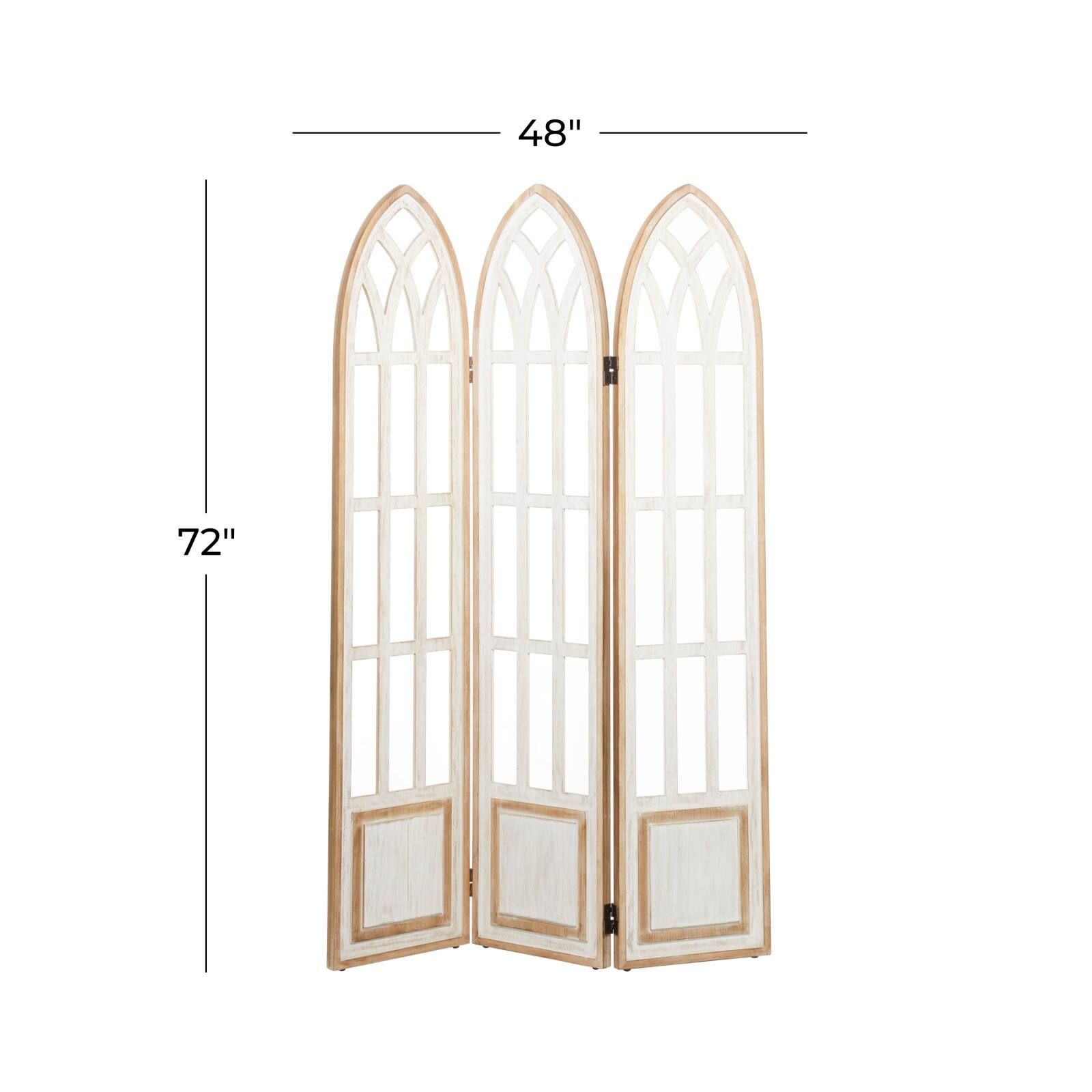 White Wood Farmhouse Room Divider Screen, 72" x 48" x 2"