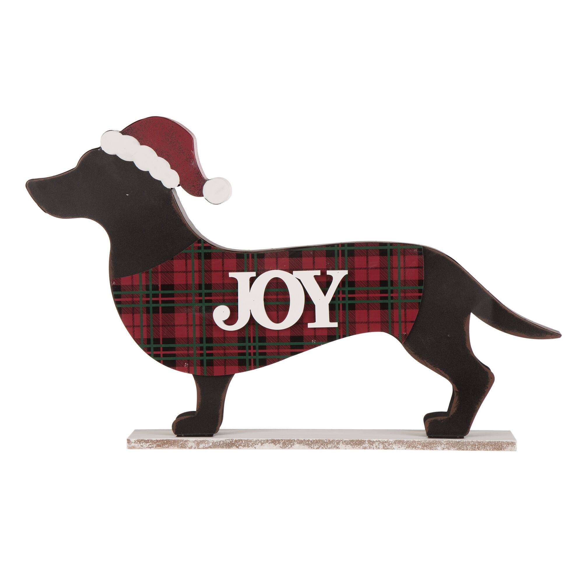 Glitzhome® 22" Wood & Metal Dachshund Welcome Porch Sign