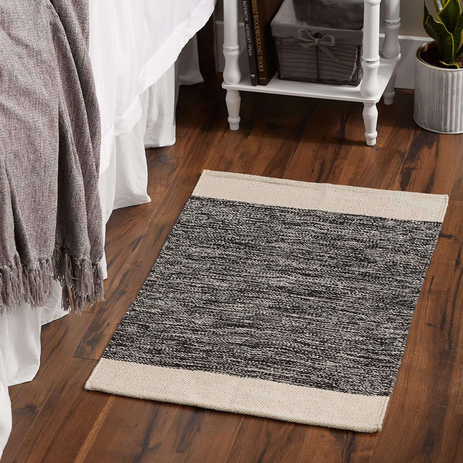 DII&#xAE; Black Variegated Border Hand-Loomed Rug, 2ft. x 3ft.