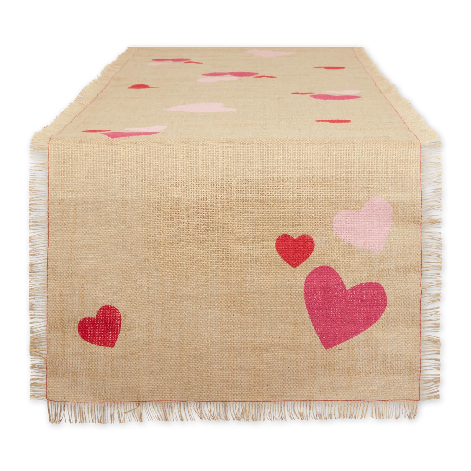 DII&#xAE; 74&#x22; Hearts Printed Jute Table Runner