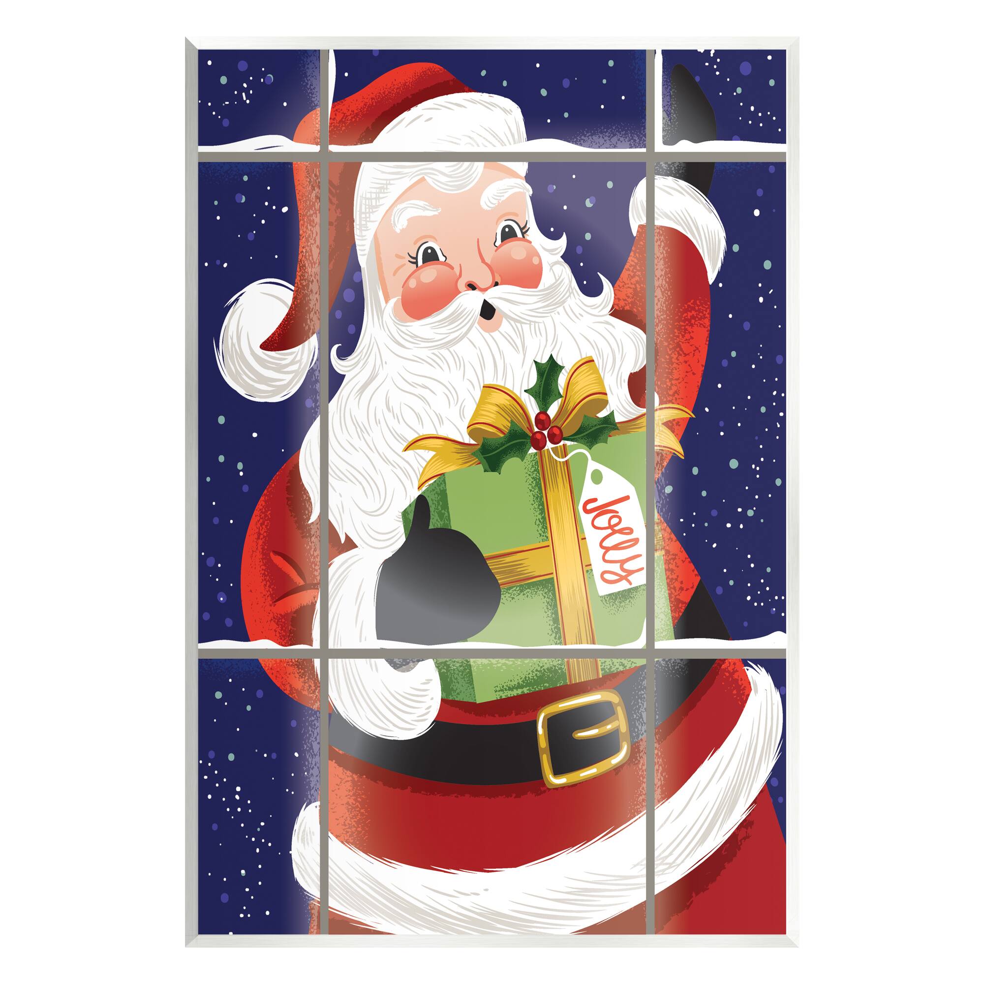 Stupell Industries Vintage Jolly Santa Window Wall Plaque Art