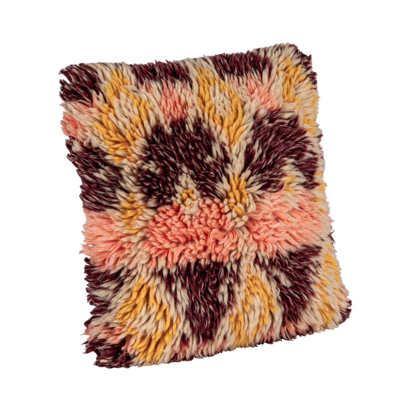 Hello Honey® Multicolor New Zealand Wool Shag Throw Pillow with Cotton Back