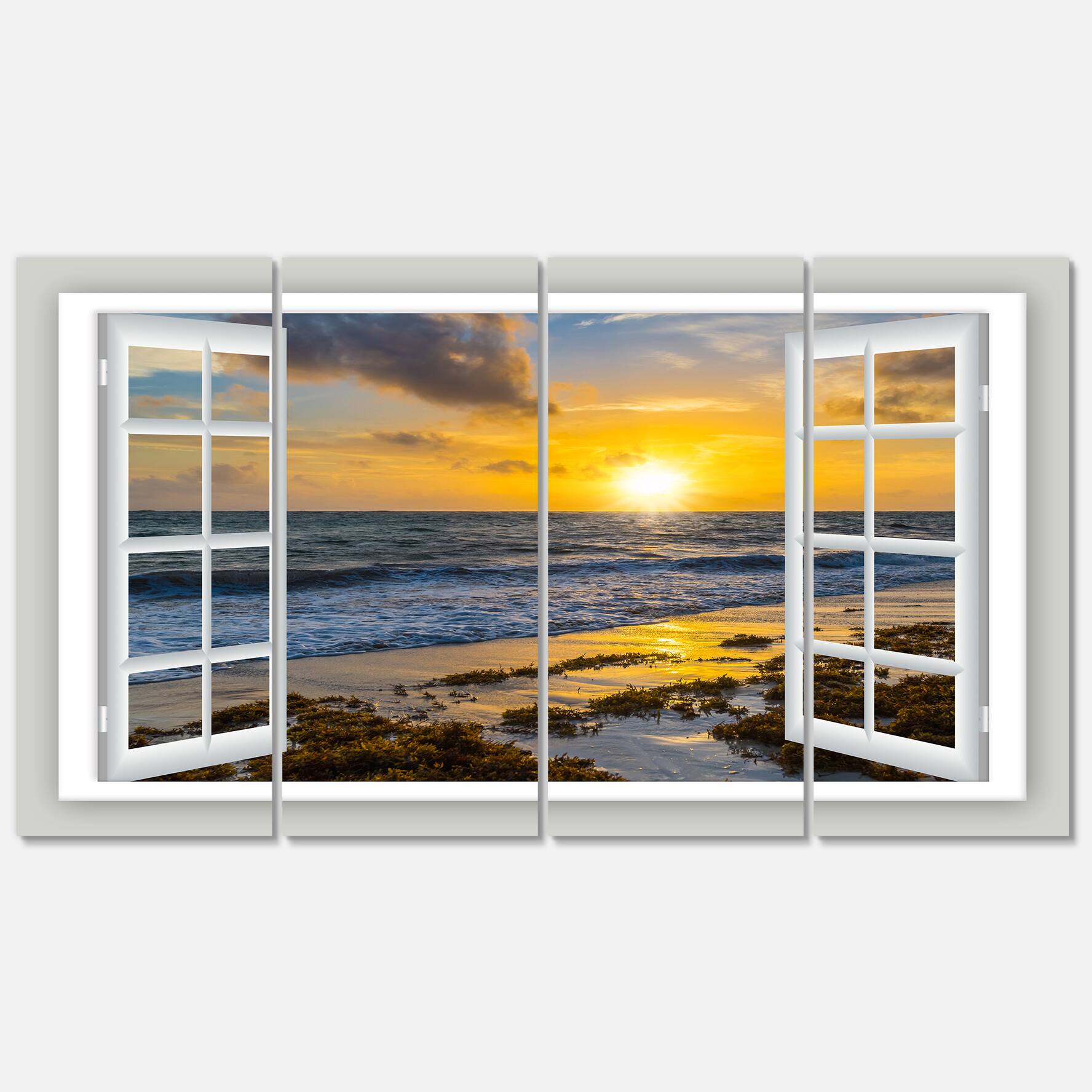 Designart - Open Window to Bright Yellow Sunset
