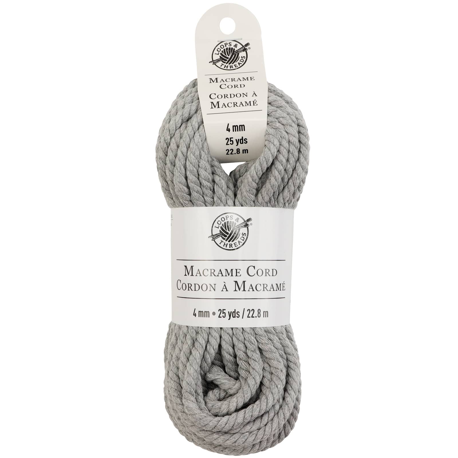 12 Pack: Charcoal Macram&#xE9; Cotton Cord by Loops &#x26; Threads&#xAE;, 75ft.