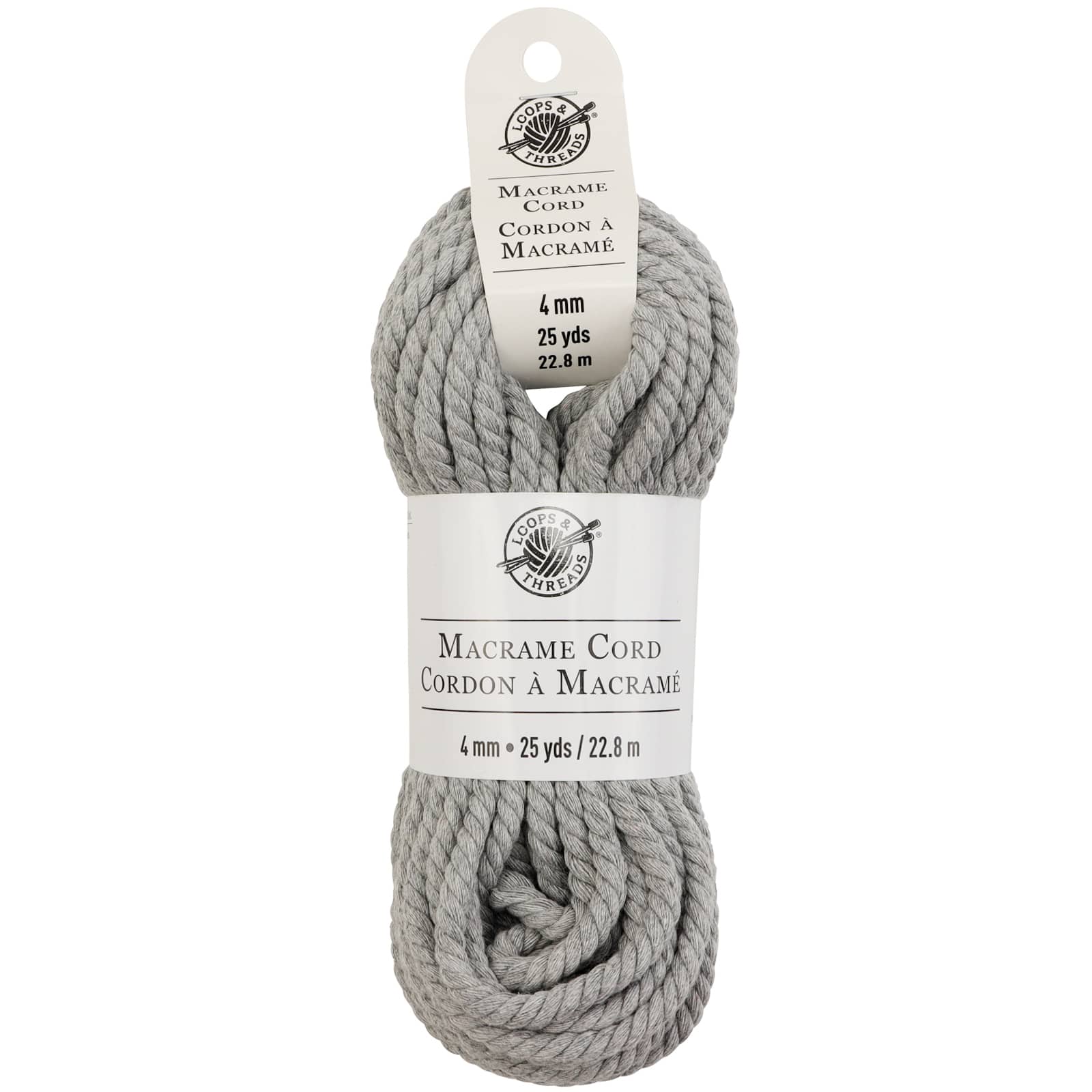 12 Pack: Charcoal Macramé Cotton Cord by Loops & Threads®, 75ft.