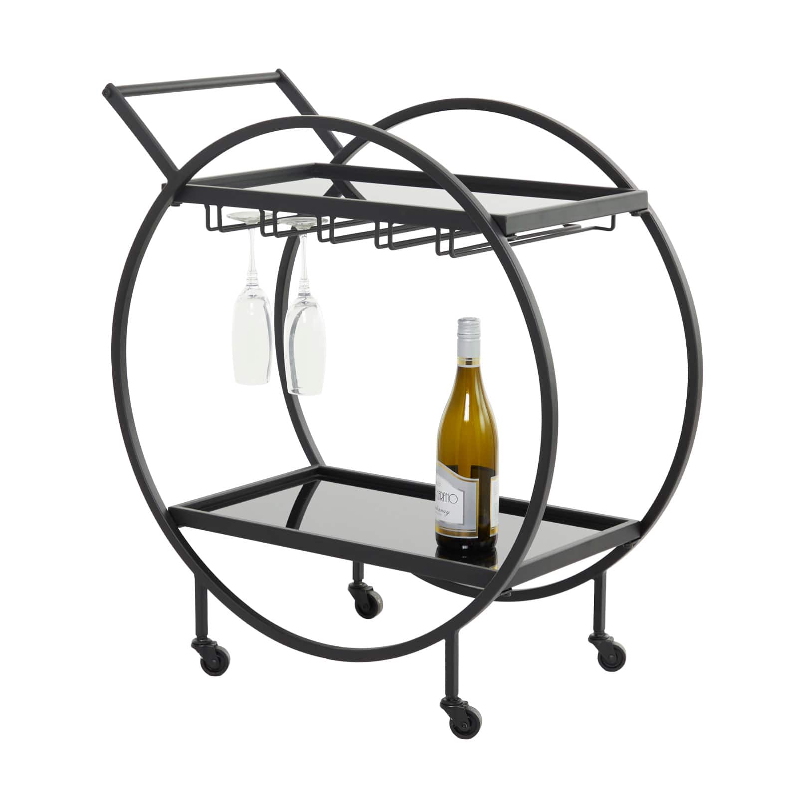 Black Metal Contemporary Bar Cart, 31 x 28 x 14 By Ivory And Iris