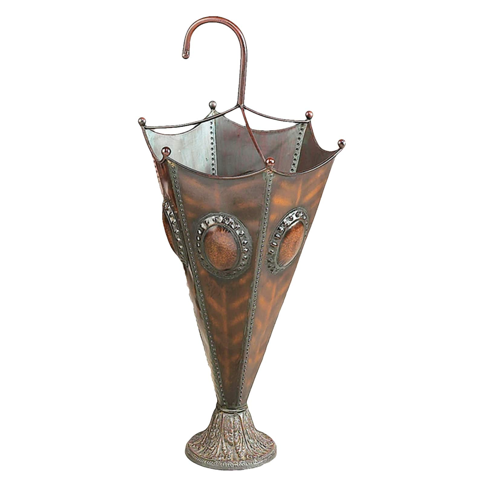 28&#x22; Brown Metal Rustic Umbrella Stand