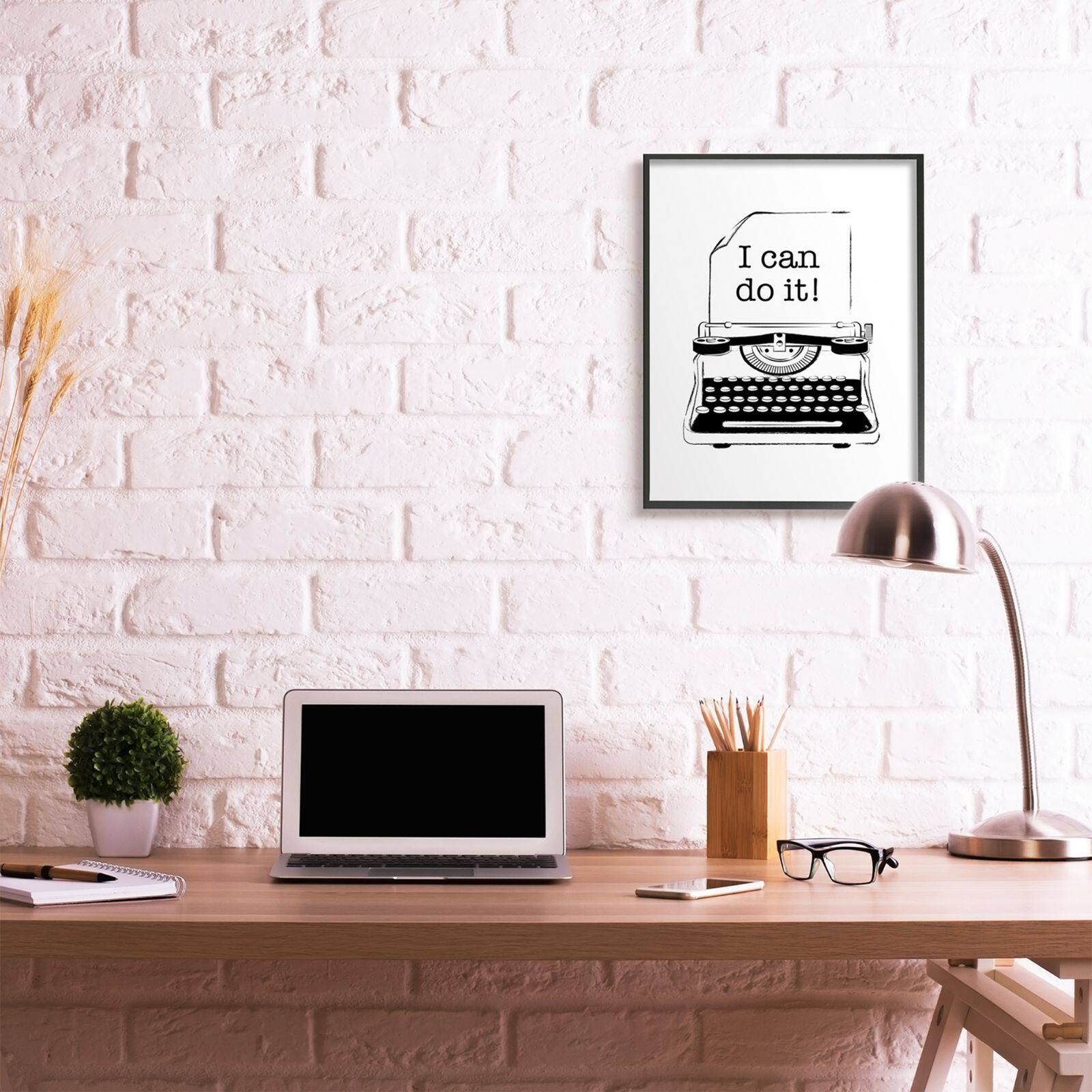 Stupell Industries Vintage Typewriter Inspirational Black Framed Wall Art