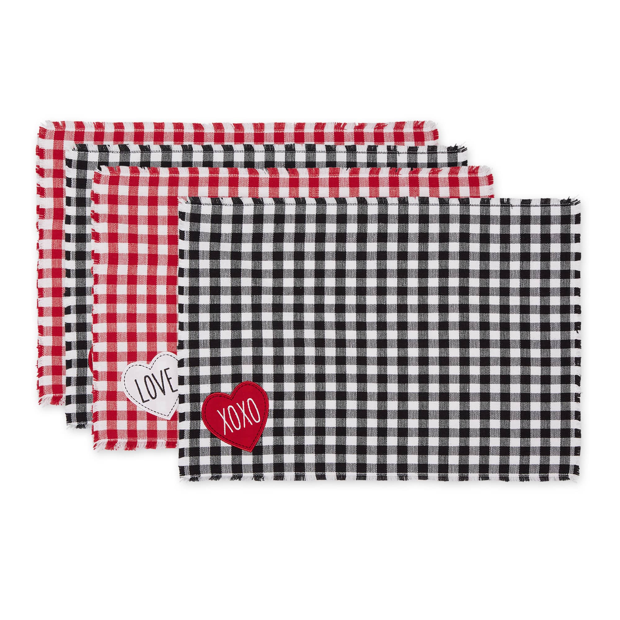 DII&#xAE; Love and Xoxo Checkers Embellished Placemats (Set of 4)