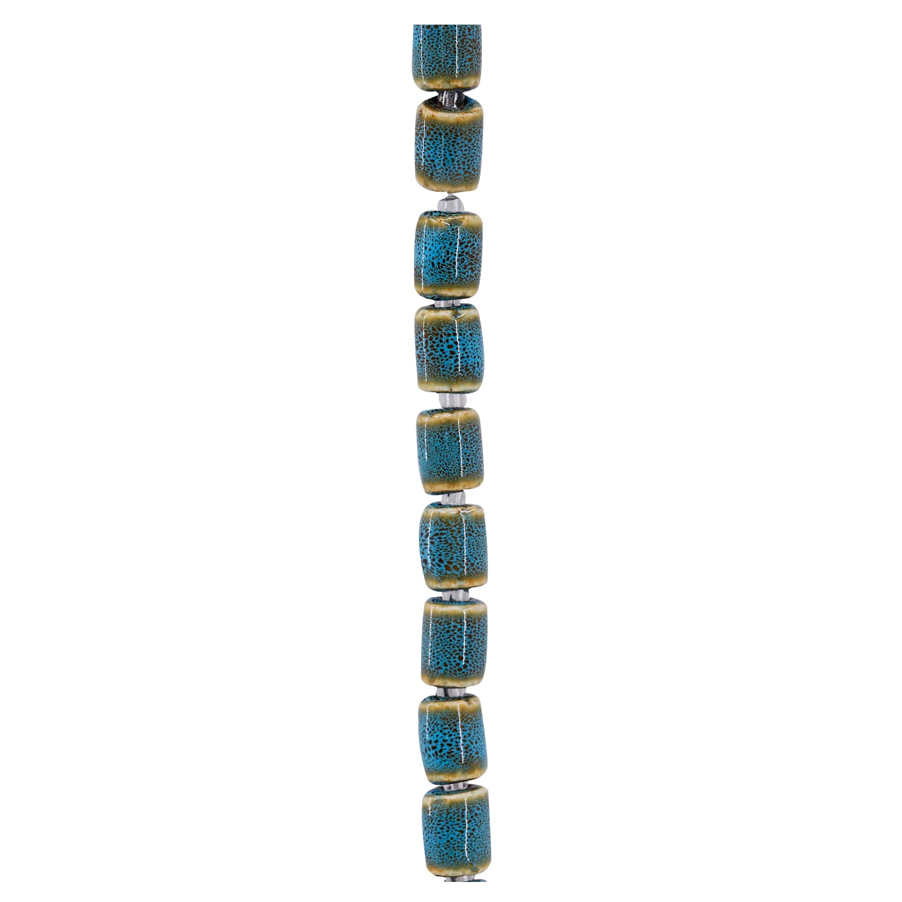 6 Pack: Blue & Tan Ceramic Tube Beads, 12mm by Bead Landing™