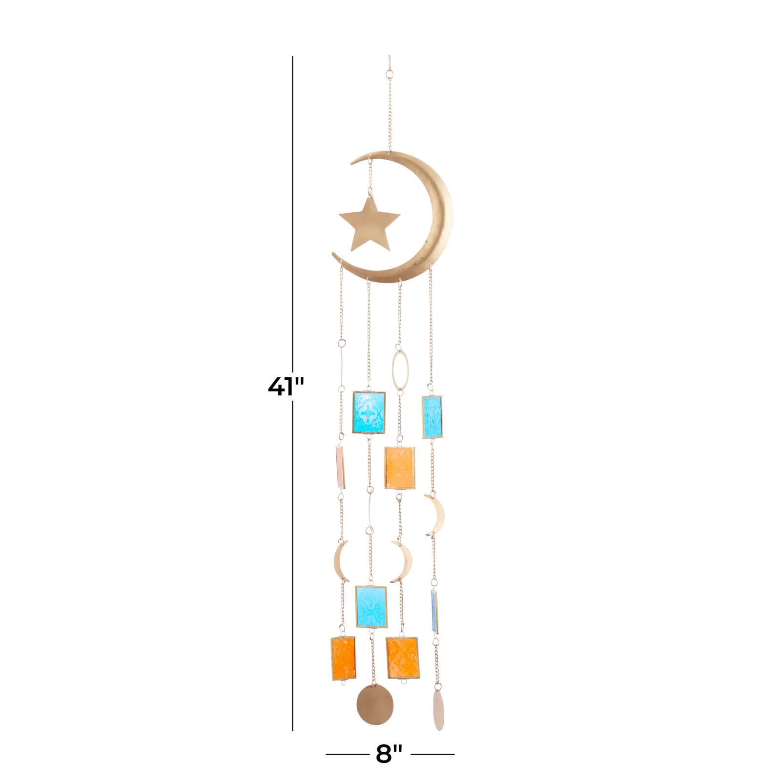 Gold Contemporary Moon and Sun Windchime, 8&#x22; x 2&#x22; x 41&#x22;