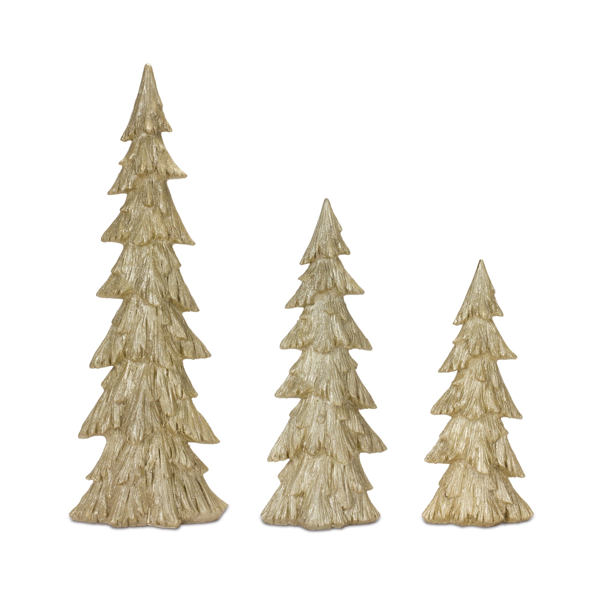 Glittery Gold Pine Trees Tabletop D&#xE9;cor Set, 25&#x22;, 18&#x22; &#x26; 15&#x22;