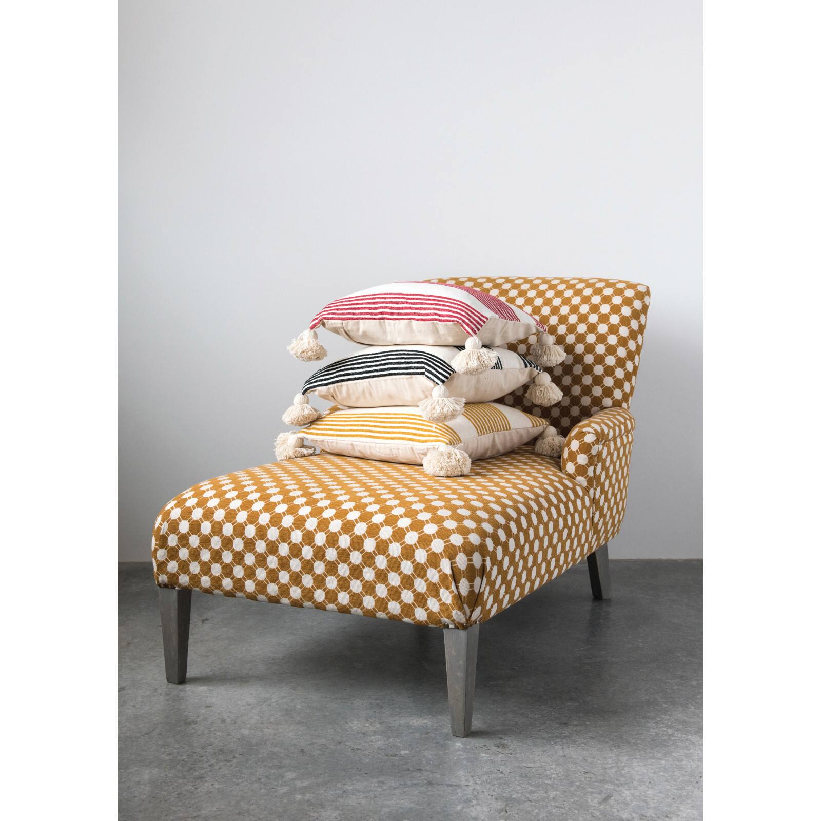 Hello Honey® Cream & Mustard Striped Pillow with Tassels