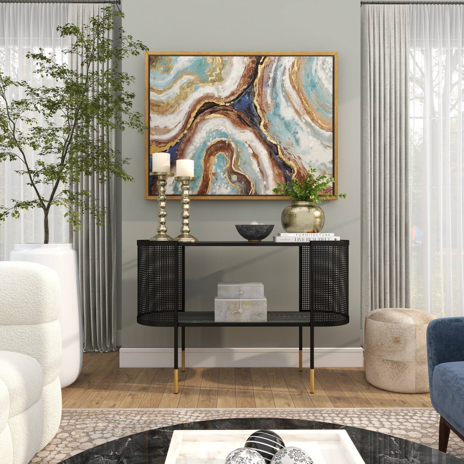 7" Gold Aluminum Brushed Vase with Hammered Top