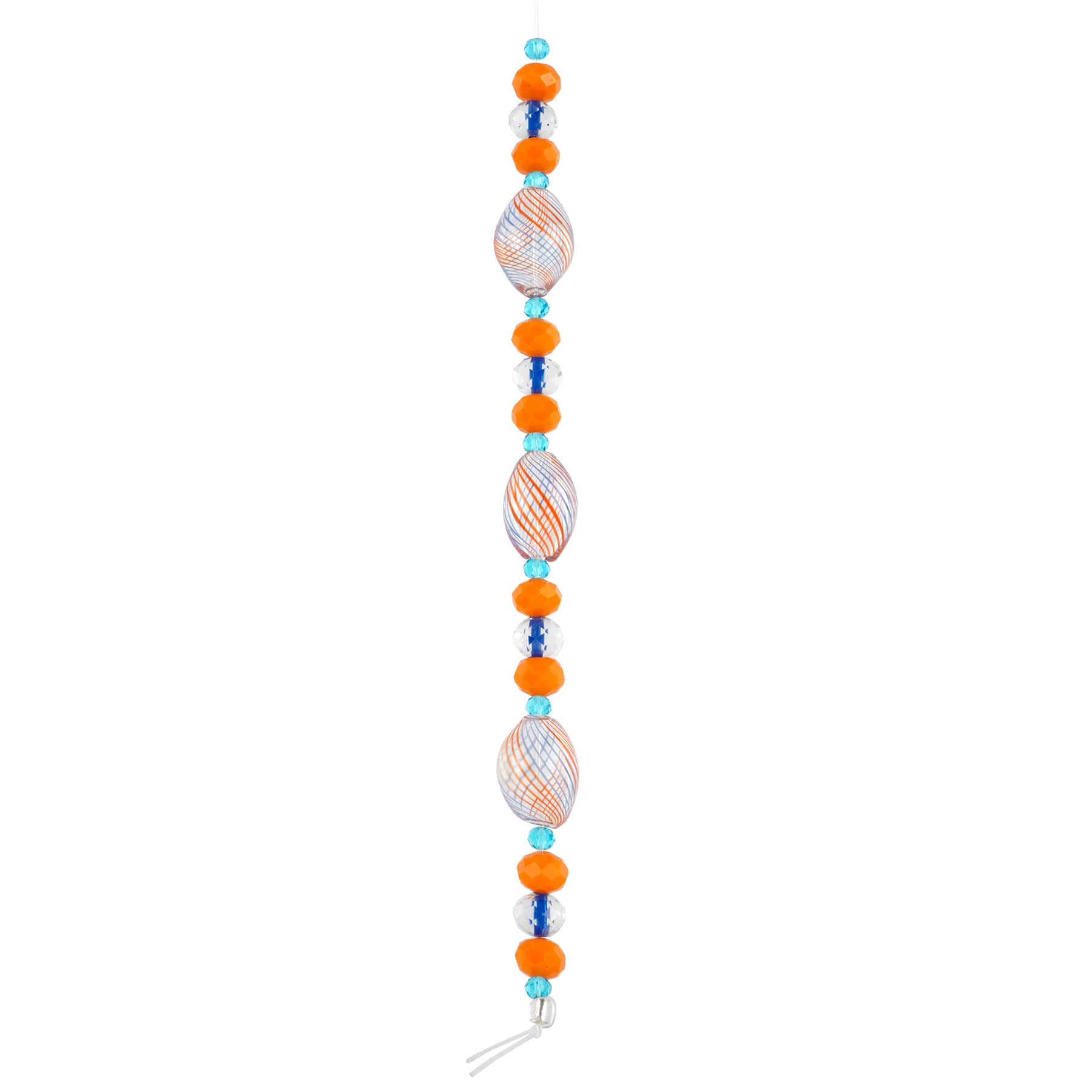 Orange Lampwork Glass Stripe Oval Beads by Bead Landing&#x2122;