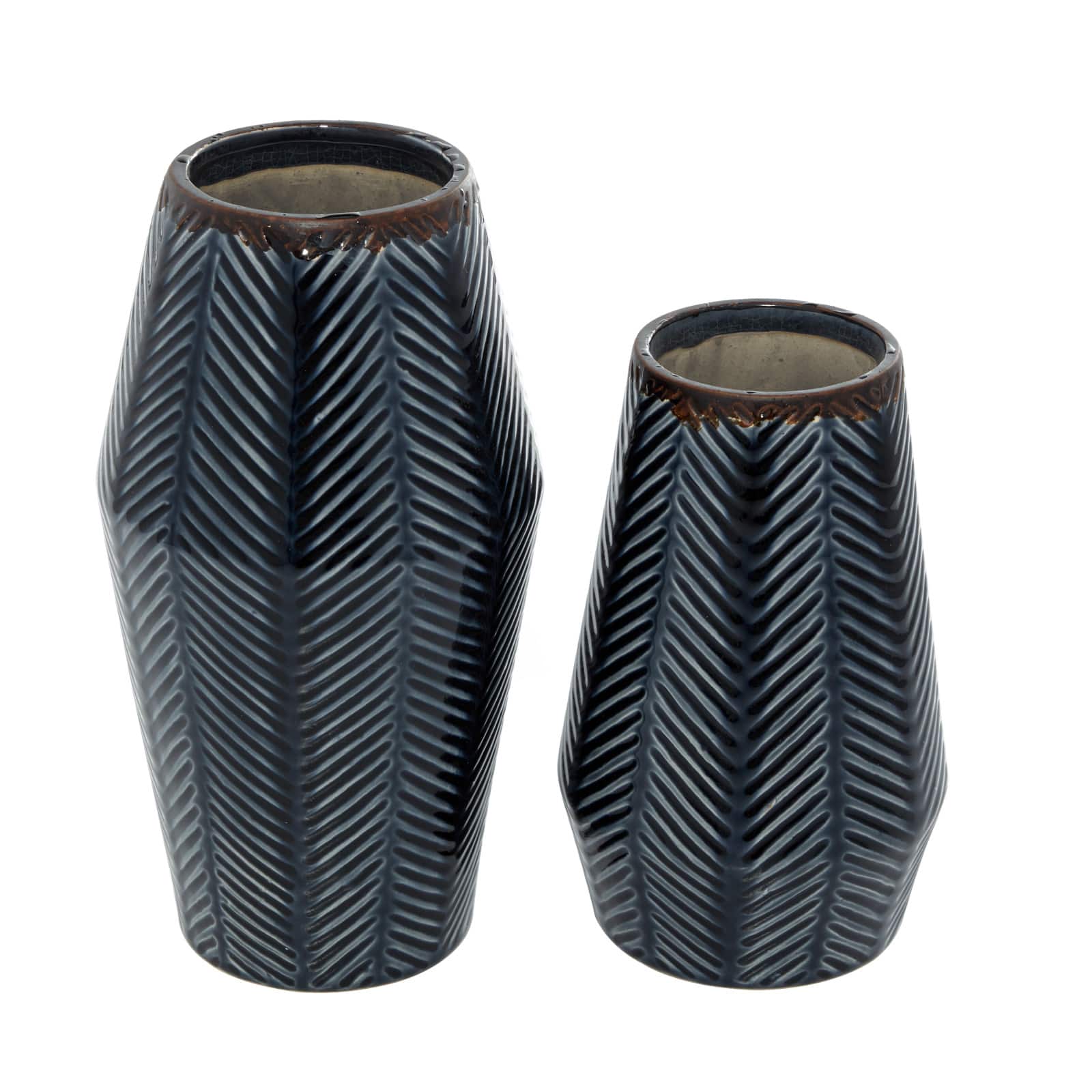 Dark Blue Ceramic Contemporary Vase Set